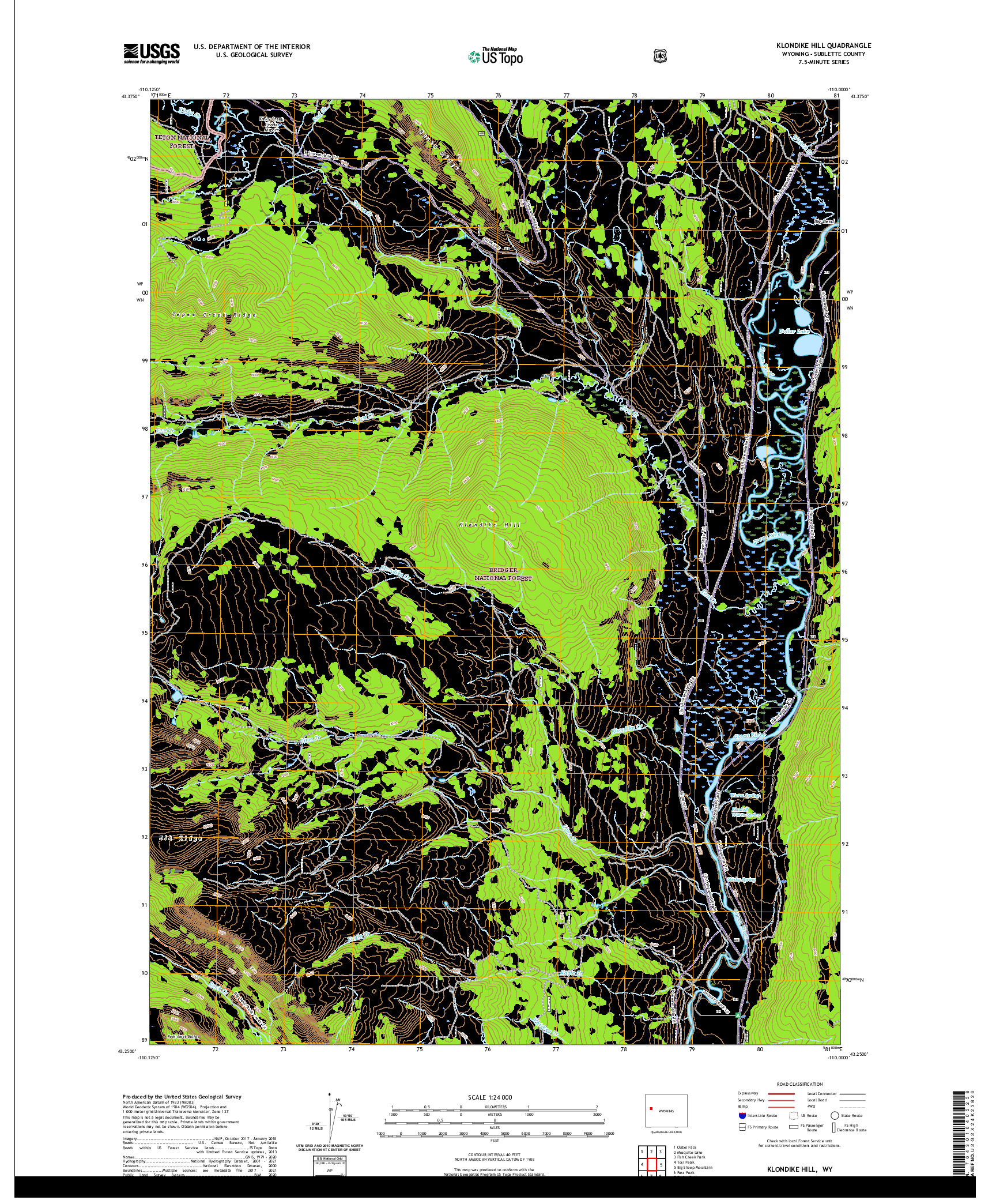 USGS US TOPO 7.5-MINUTE MAP FOR KLONDIKE HILL, WY 2021