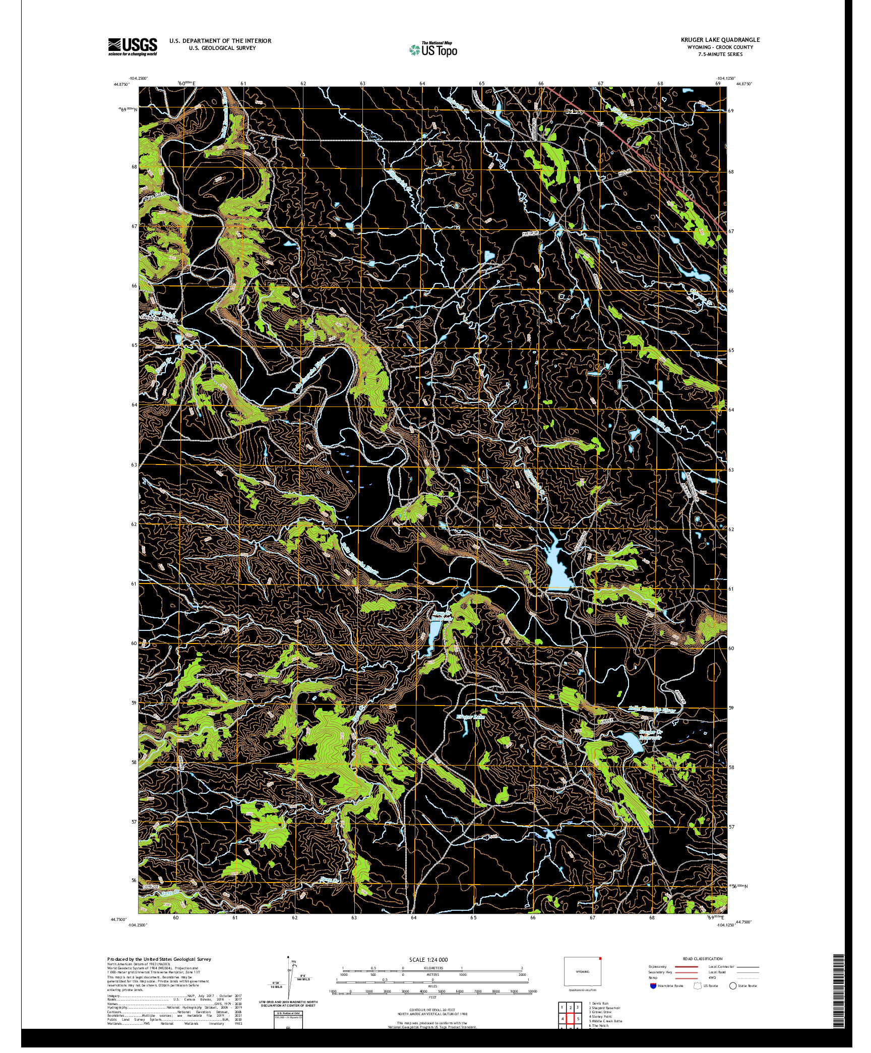 USGS US TOPO 7.5-MINUTE MAP FOR KRUGER LAKE, WY 2021