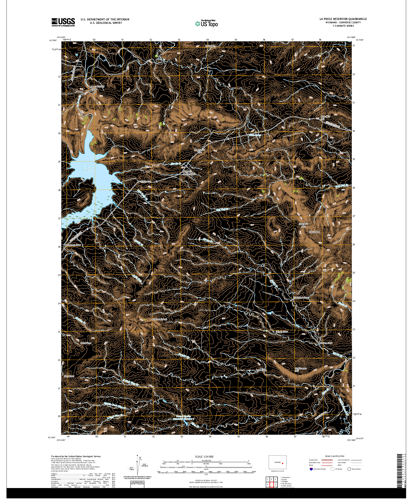 USGS US TOPO 7.5-MINUTE MAP FOR LA PRELE RESERVOIR, WY 2021