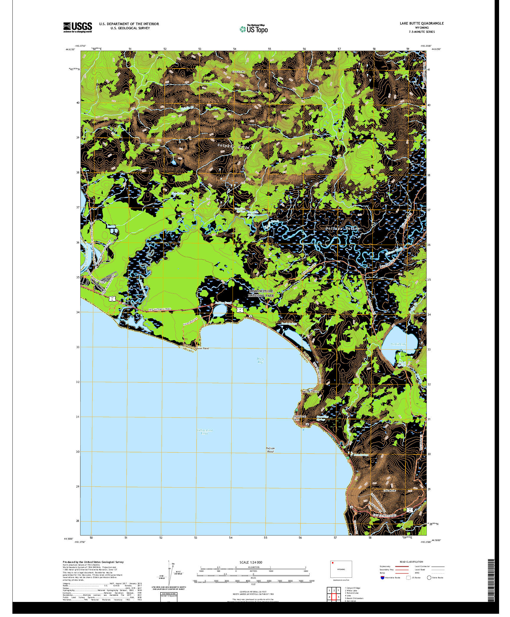 USGS US TOPO 7.5-MINUTE MAP FOR LAKE BUTTE, WY 2021