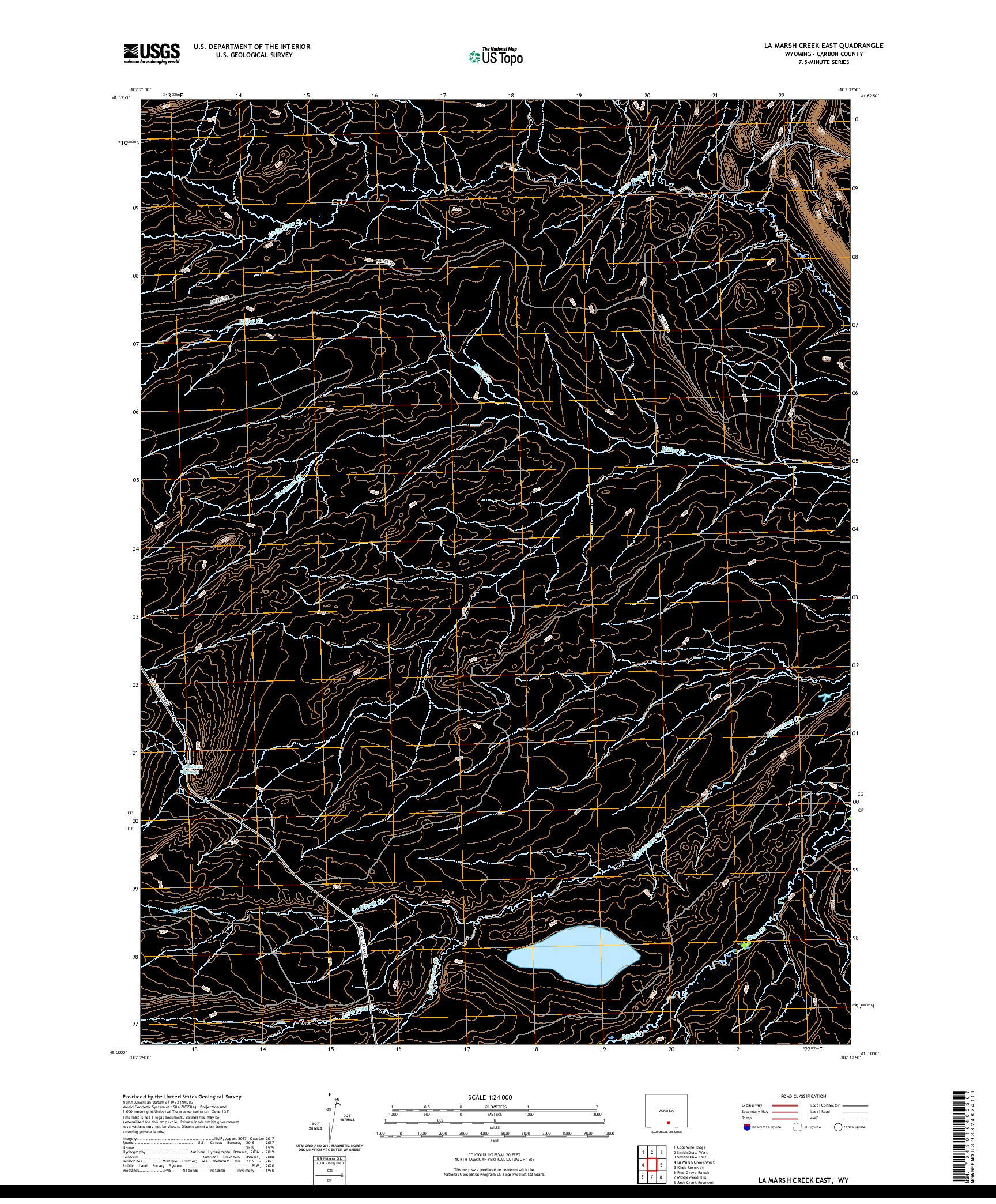 USGS US TOPO 7.5-MINUTE MAP FOR LA MARSH CREEK EAST, WY 2021