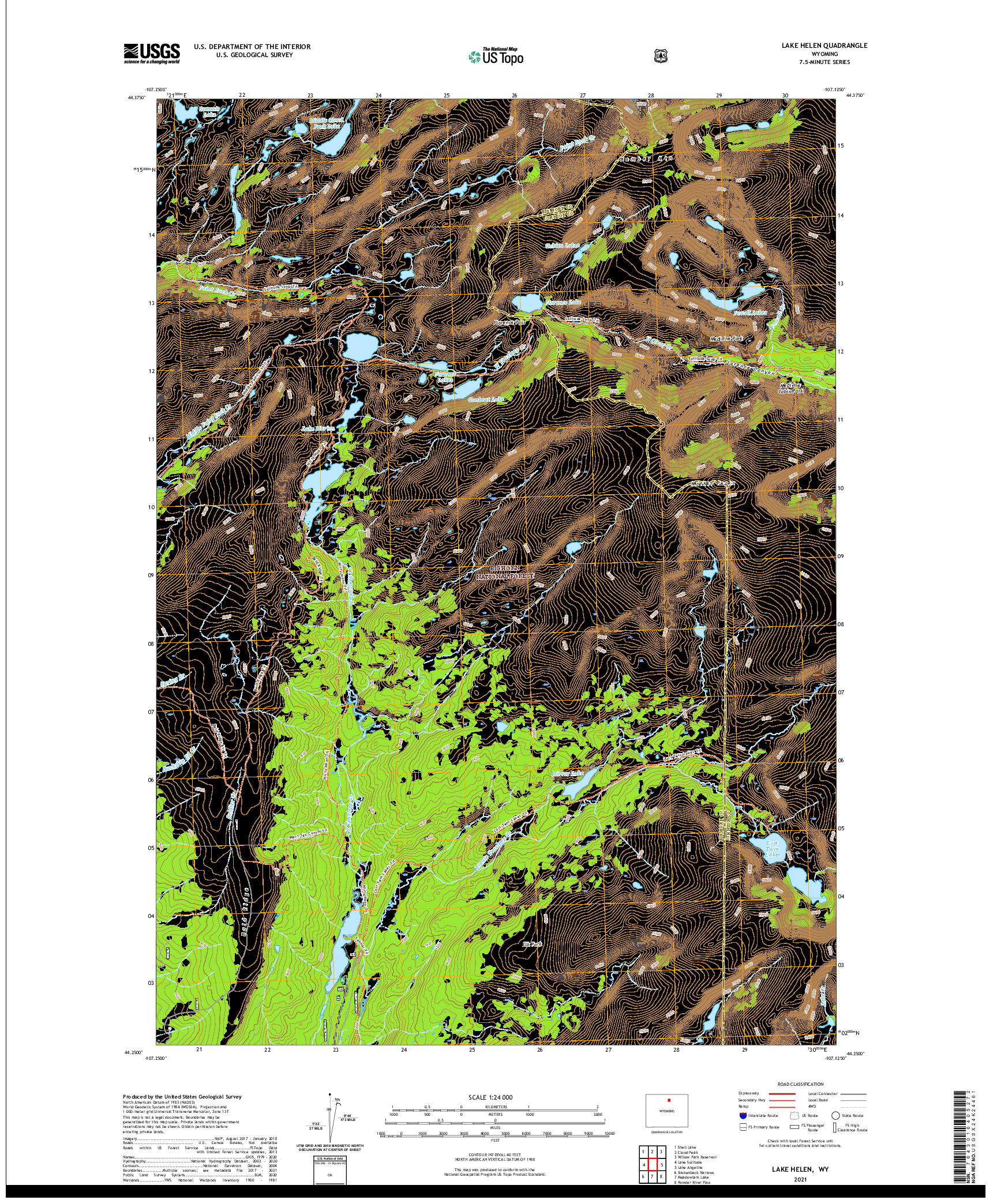 USGS US TOPO 7.5-MINUTE MAP FOR LAKE HELEN, WY 2021