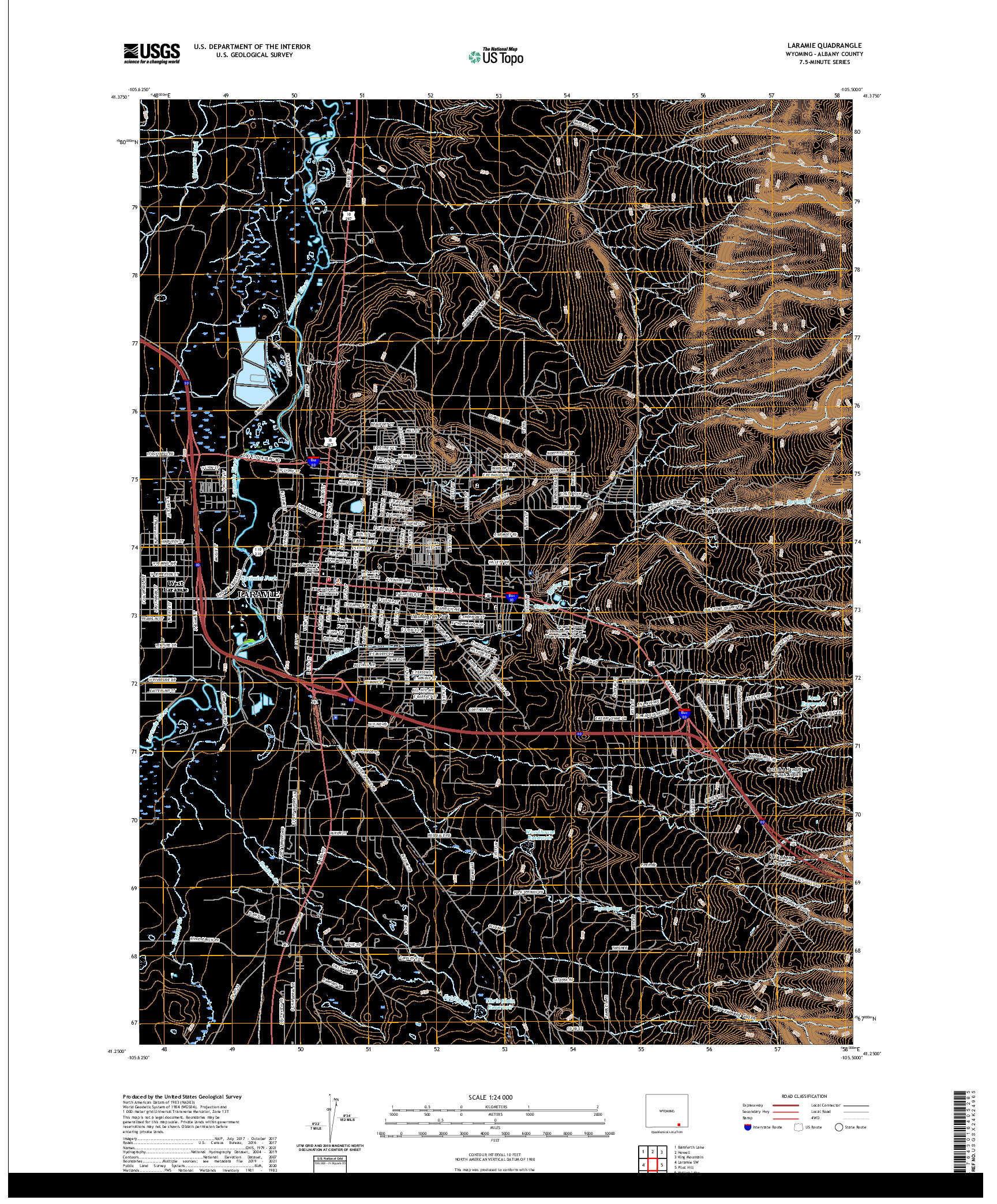 USGS US TOPO 7.5-MINUTE MAP FOR LARAMIE, WY 2021