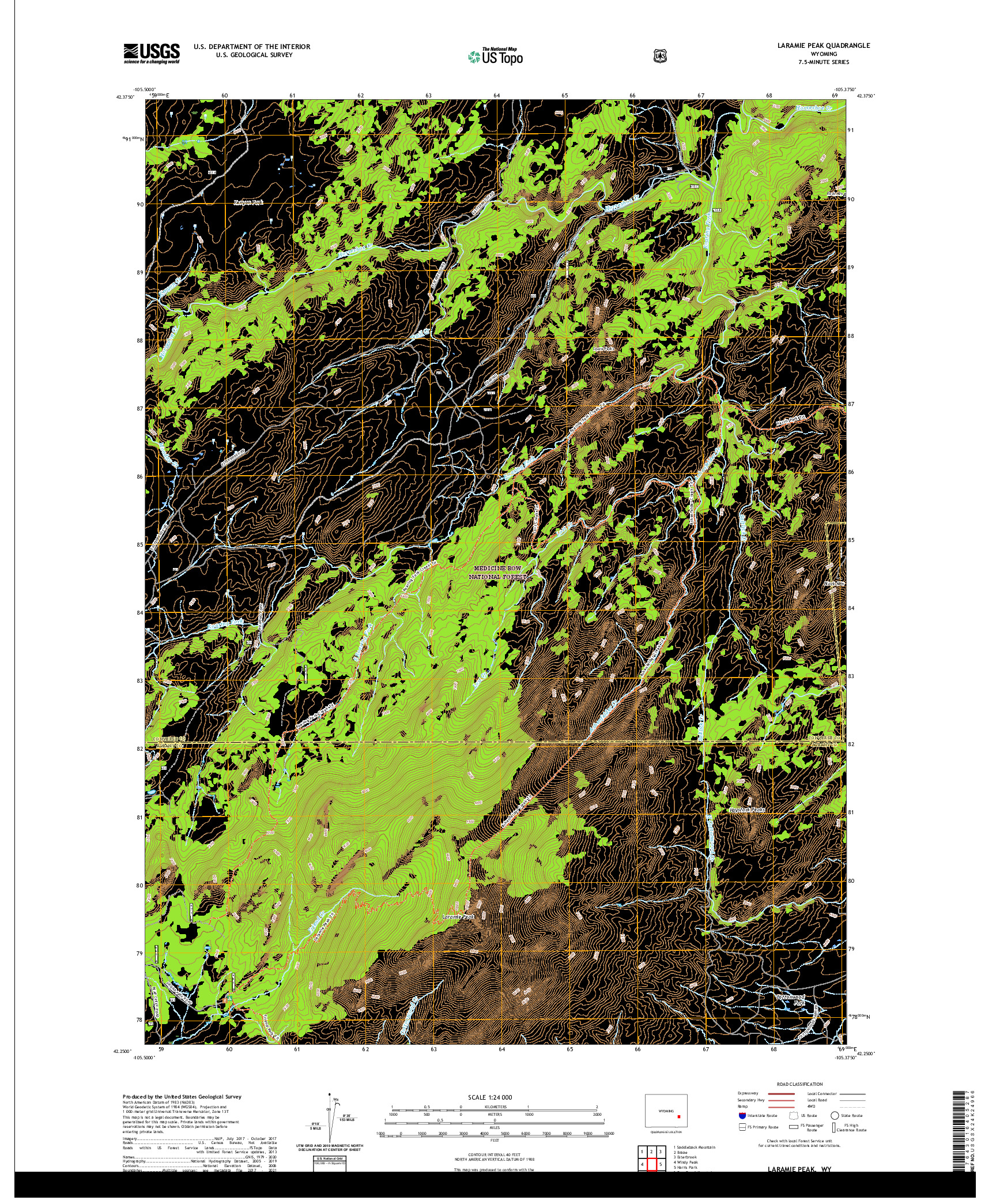 USGS US TOPO 7.5-MINUTE MAP FOR LARAMIE PEAK, WY 2021