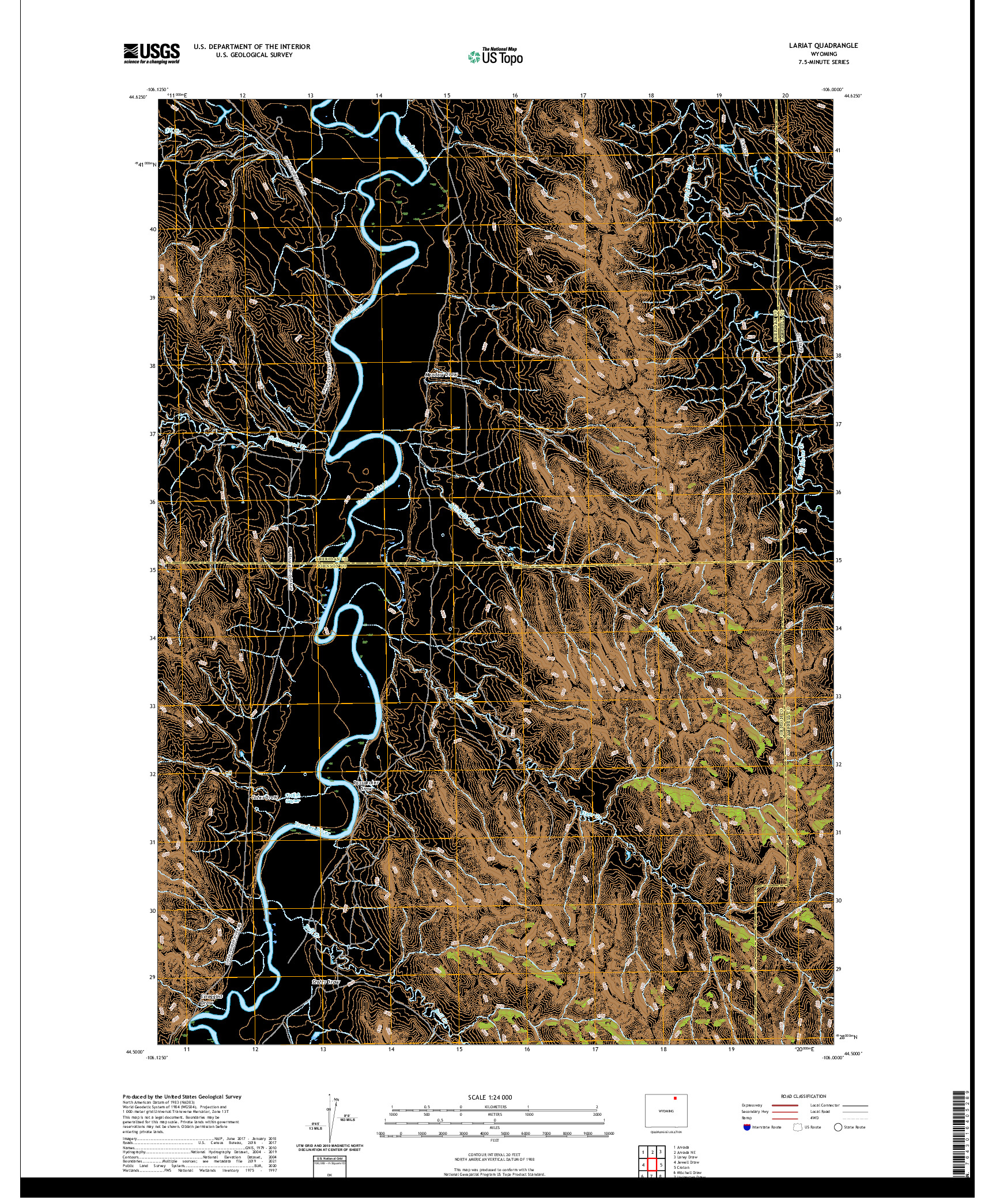 USGS US TOPO 7.5-MINUTE MAP FOR LARIAT, WY 2021