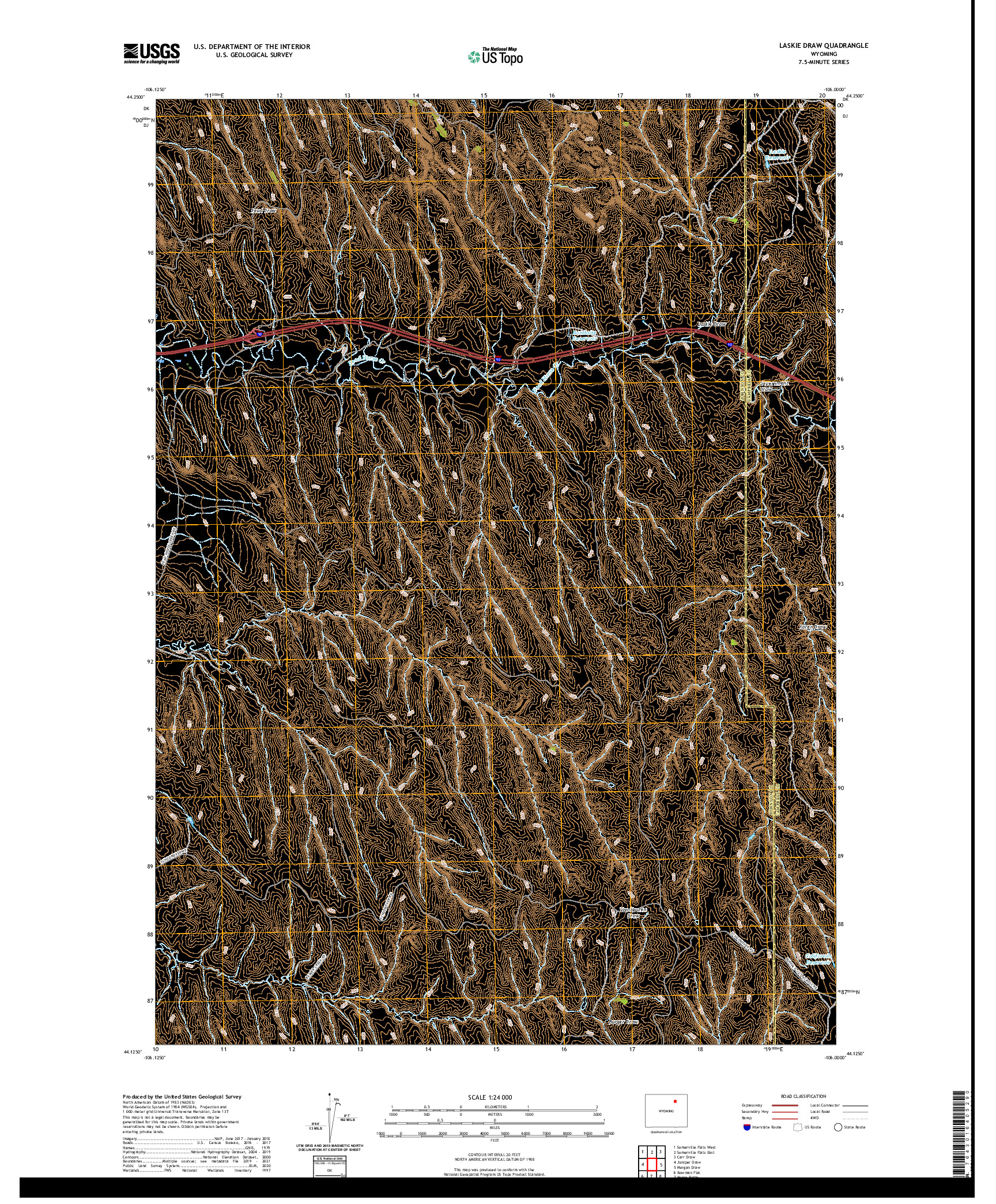 US TOPO 7.5-MINUTE MAP FOR LASKIE DRAW, WY