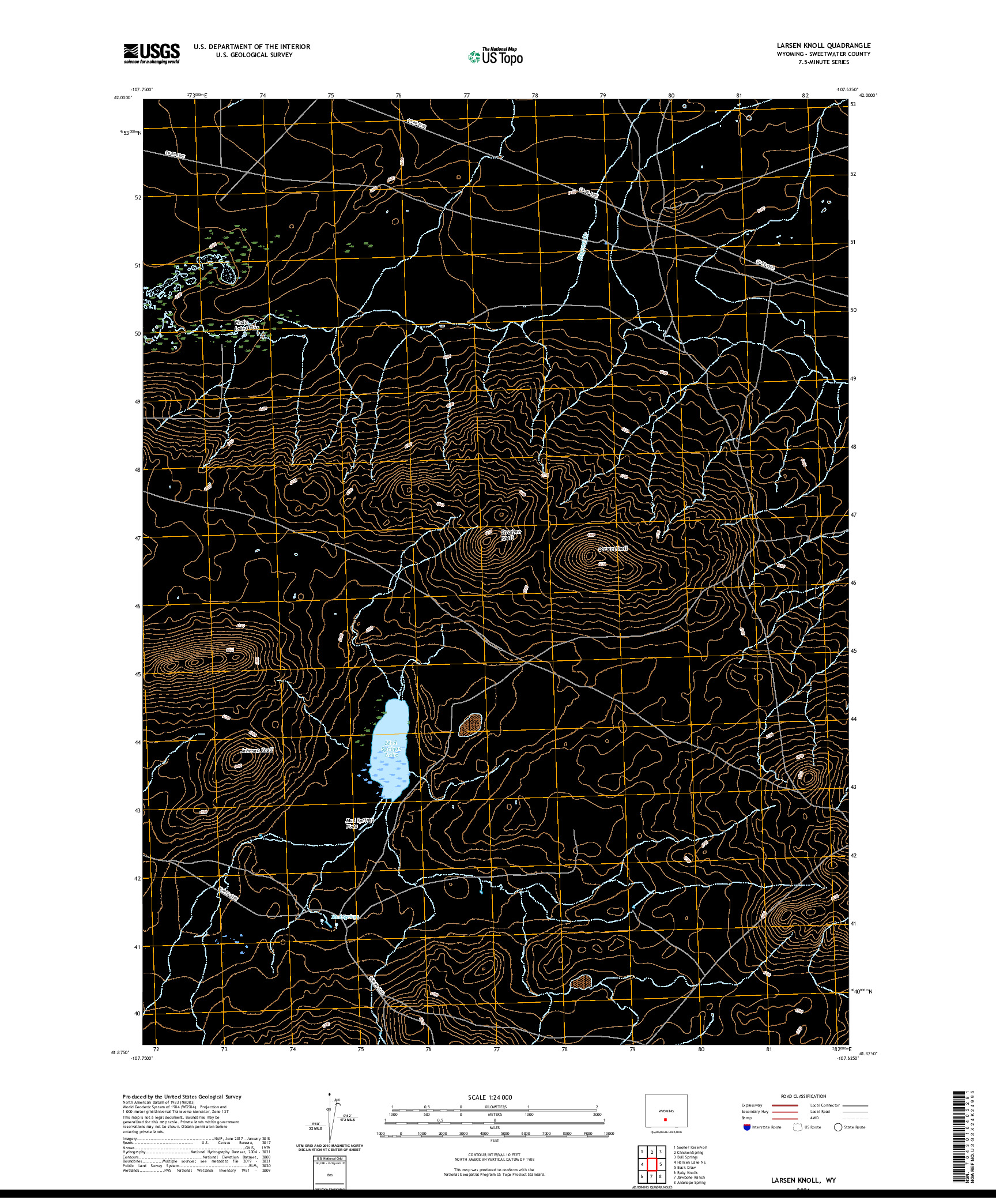 USGS US TOPO 7.5-MINUTE MAP FOR LARSEN KNOLL, WY 2021