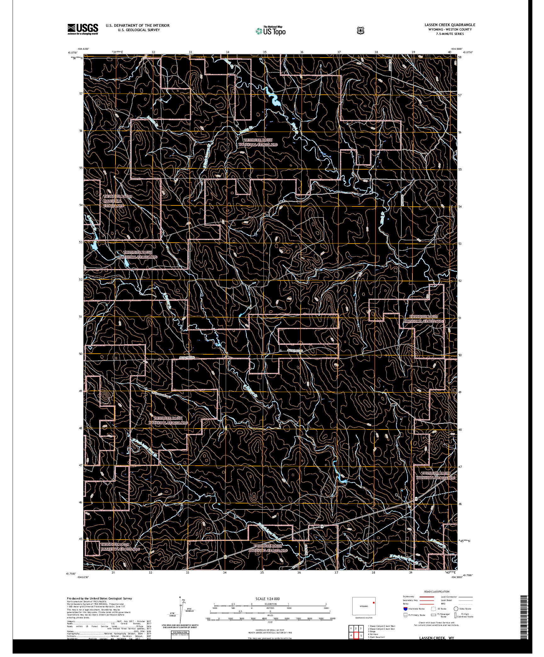 USGS US TOPO 7.5-MINUTE MAP FOR LASSEN CREEK, WY 2021