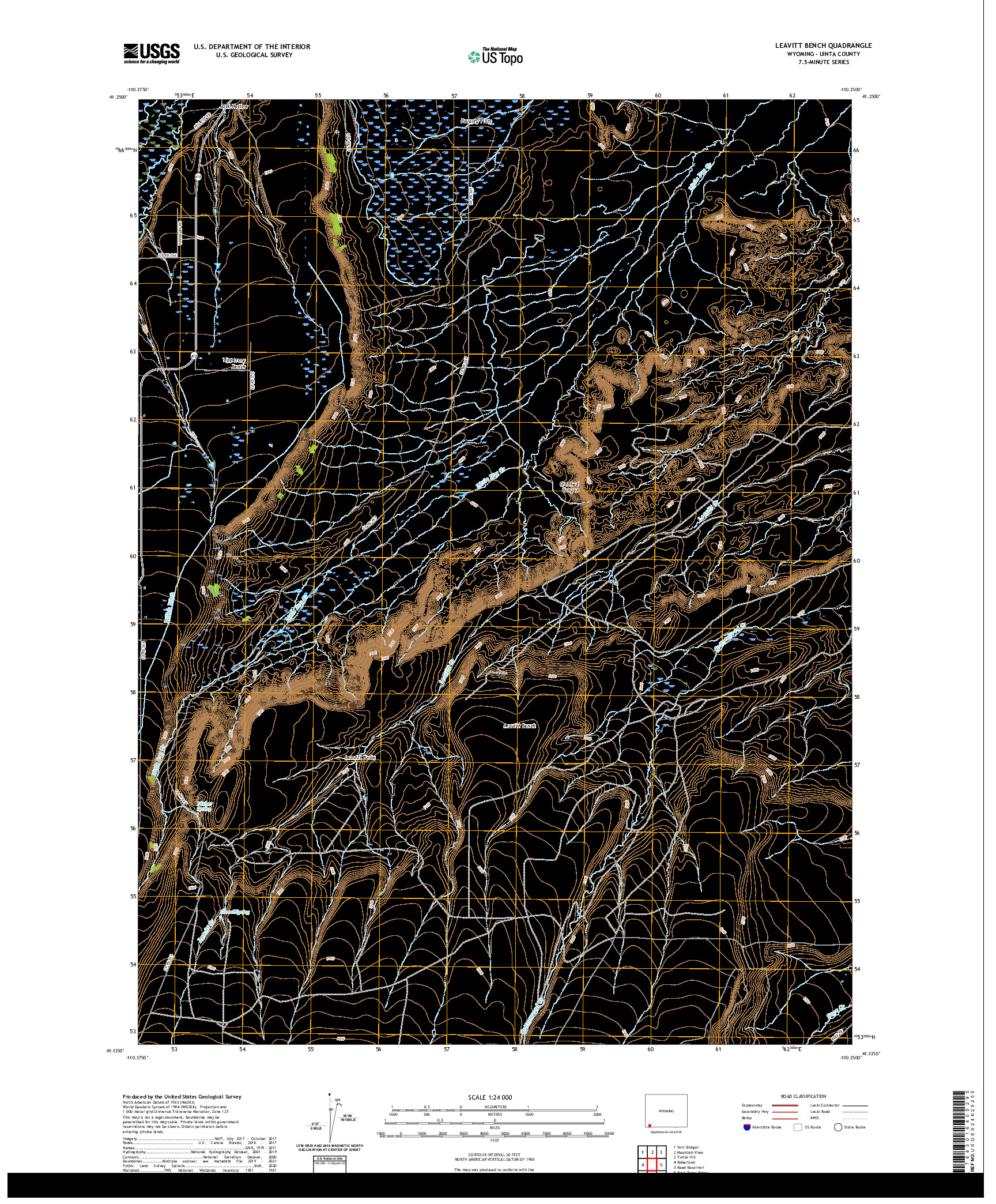 USGS US TOPO 7.5-MINUTE MAP FOR LEAVITT BENCH, WY 2021