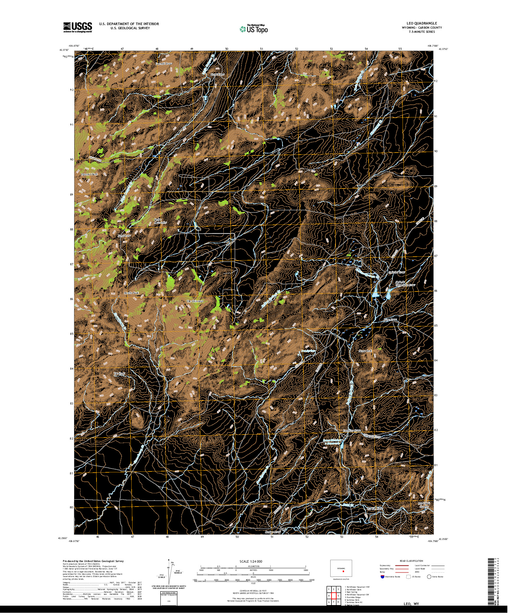 USGS US TOPO 7.5-MINUTE MAP FOR LEO, WY 2021
