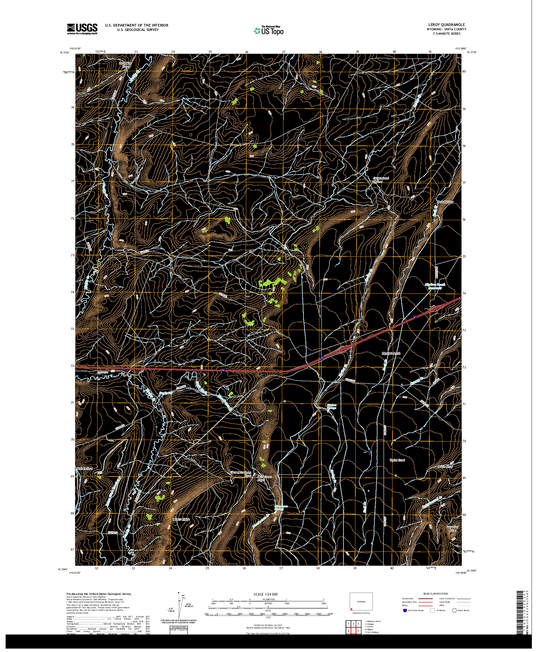 USGS US TOPO 7.5-MINUTE MAP FOR LEROY, WY 2021
