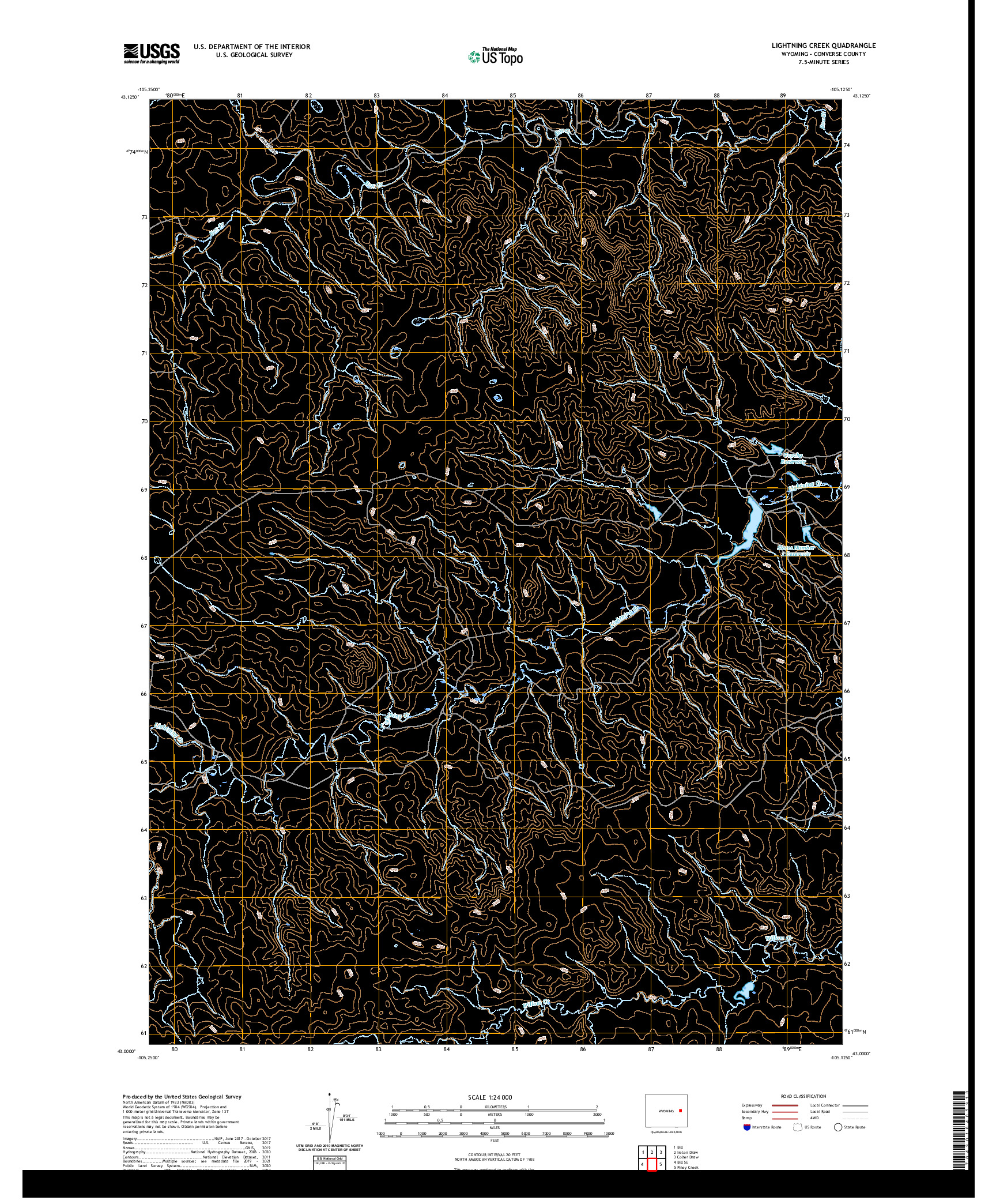 USGS US TOPO 7.5-MINUTE MAP FOR LIGHTNING CREEK, WY 2021