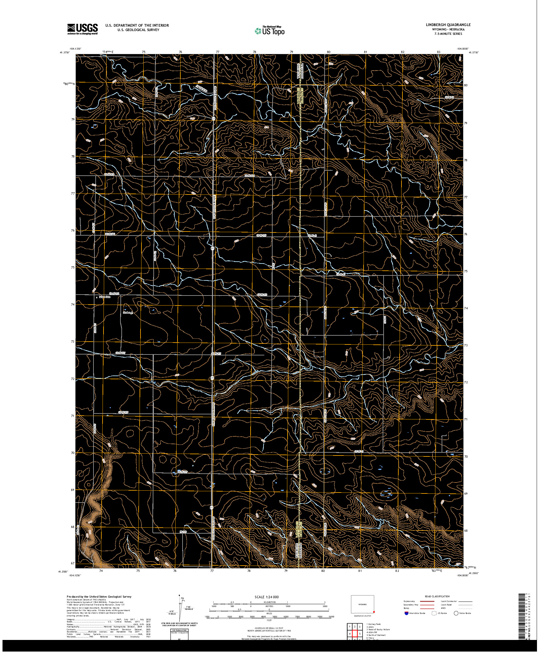 USGS US TOPO 7.5-MINUTE MAP FOR LINDBERGH, WY,NE 2021