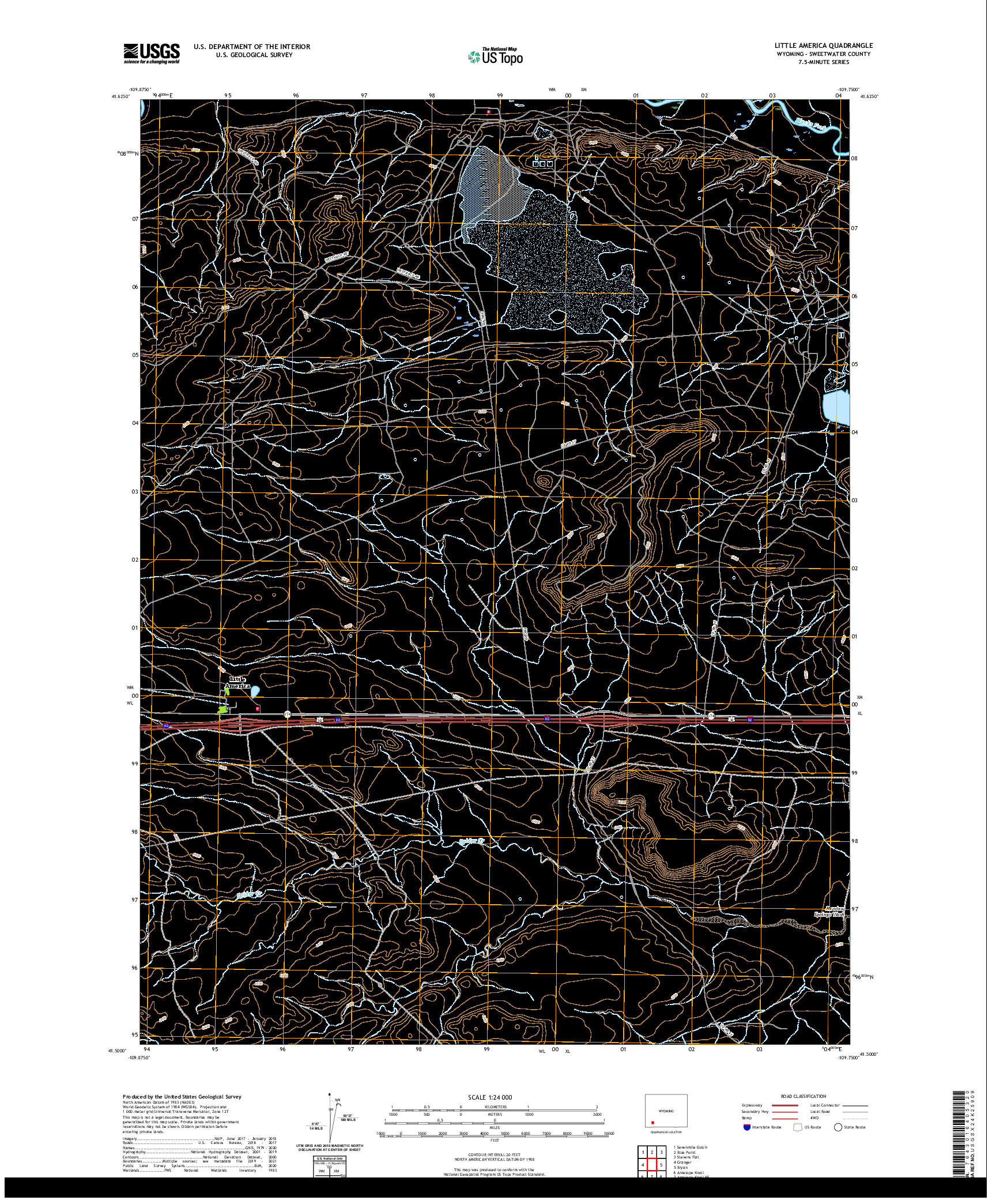 USGS US TOPO 7.5-MINUTE MAP FOR LITTLE AMERICA, WY 2021