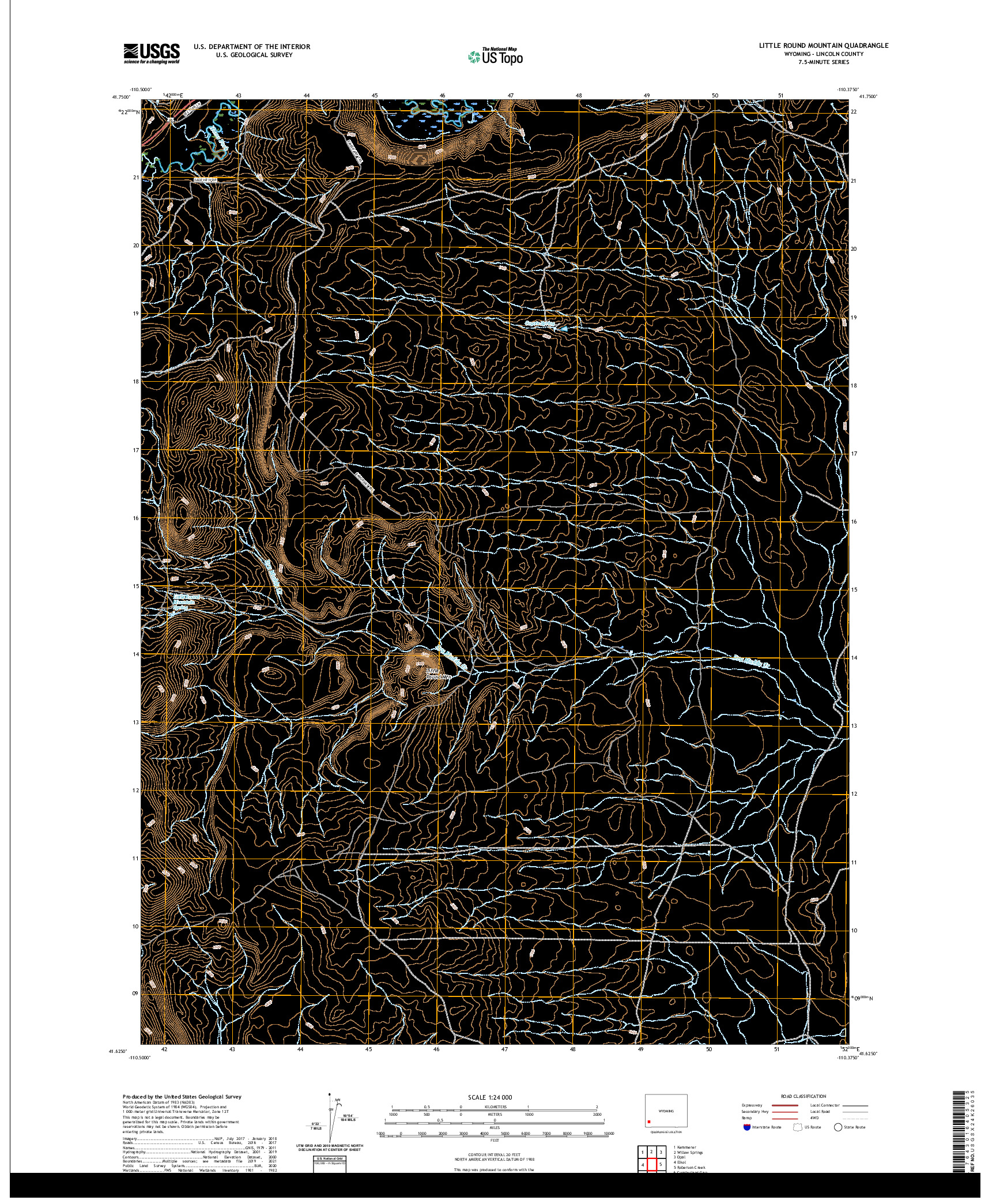 USGS US TOPO 7.5-MINUTE MAP FOR LITTLE ROUND MOUNTAIN, WY 2021
