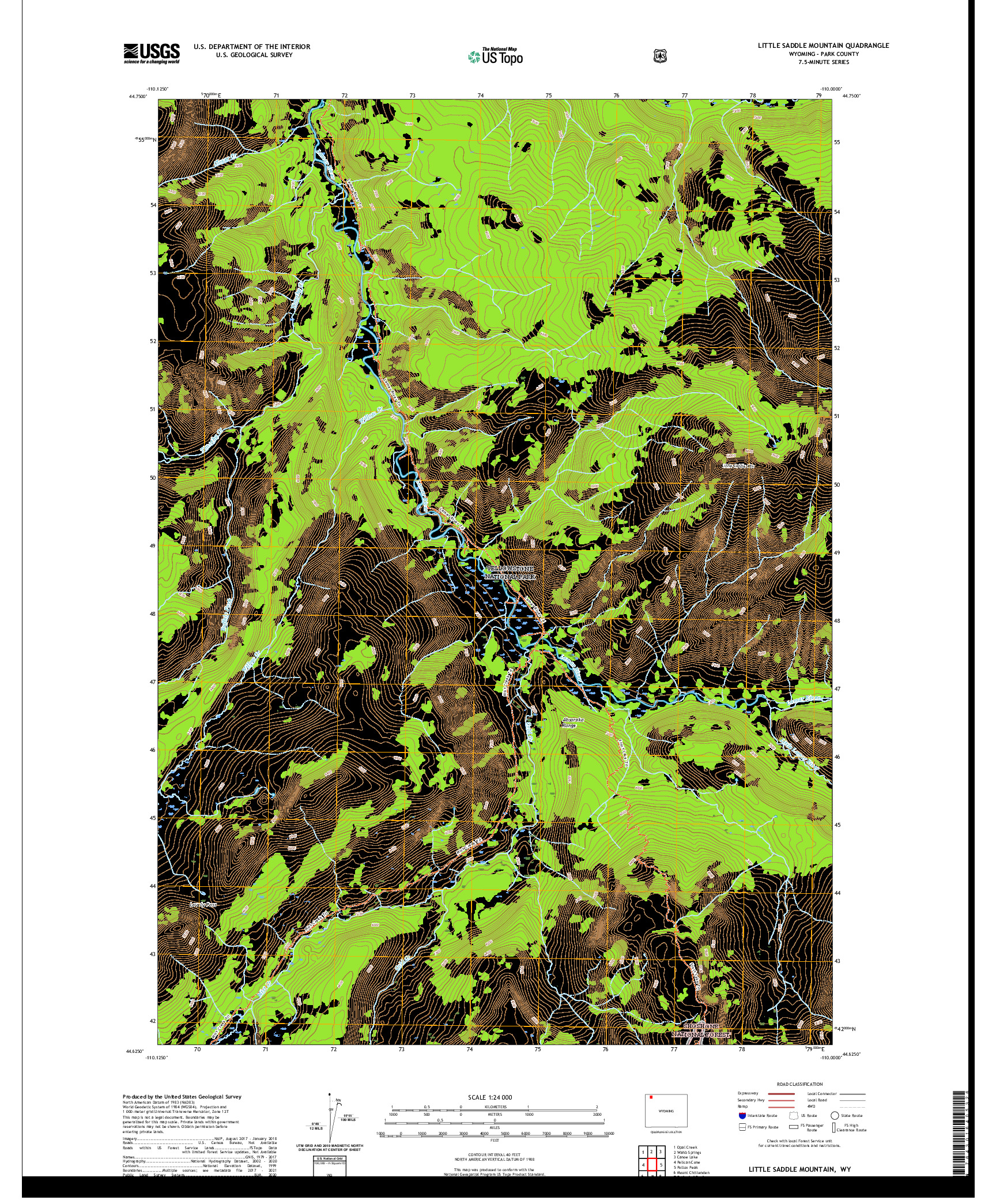 USGS US TOPO 7.5-MINUTE MAP FOR LITTLE SADDLE MOUNTAIN, WY 2021