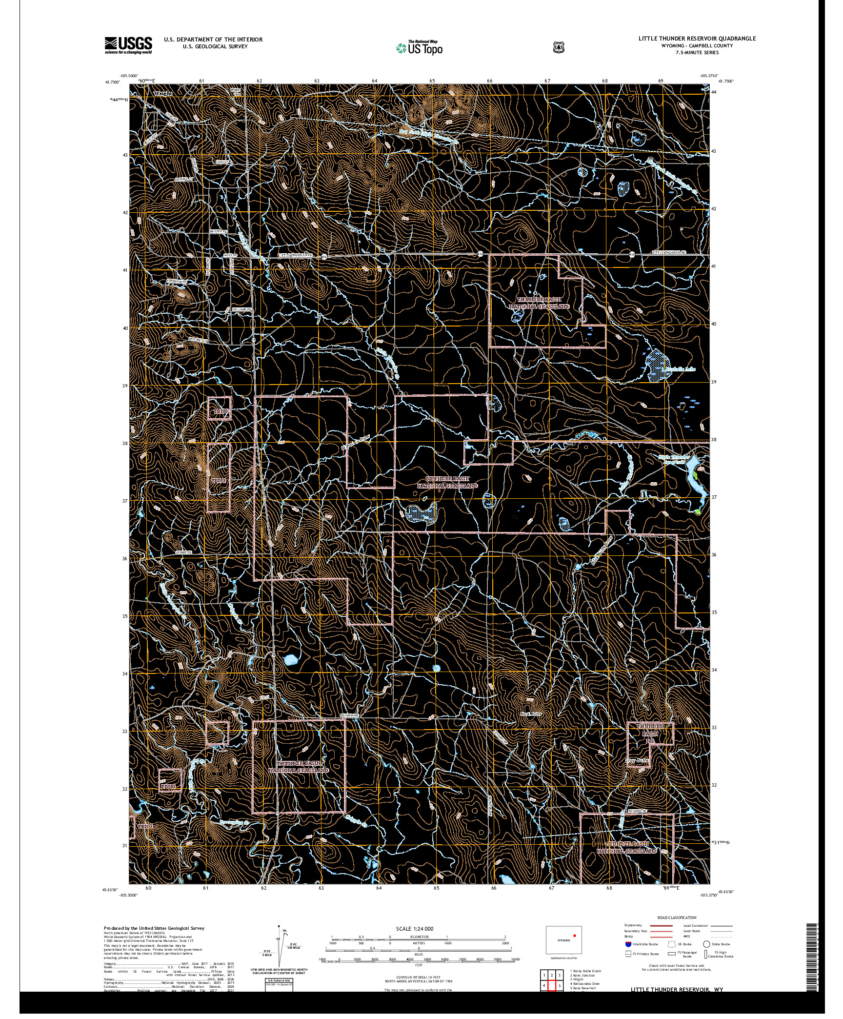 USGS US TOPO 7.5-MINUTE MAP FOR LITTLE THUNDER RESERVOIR, WY 2021
