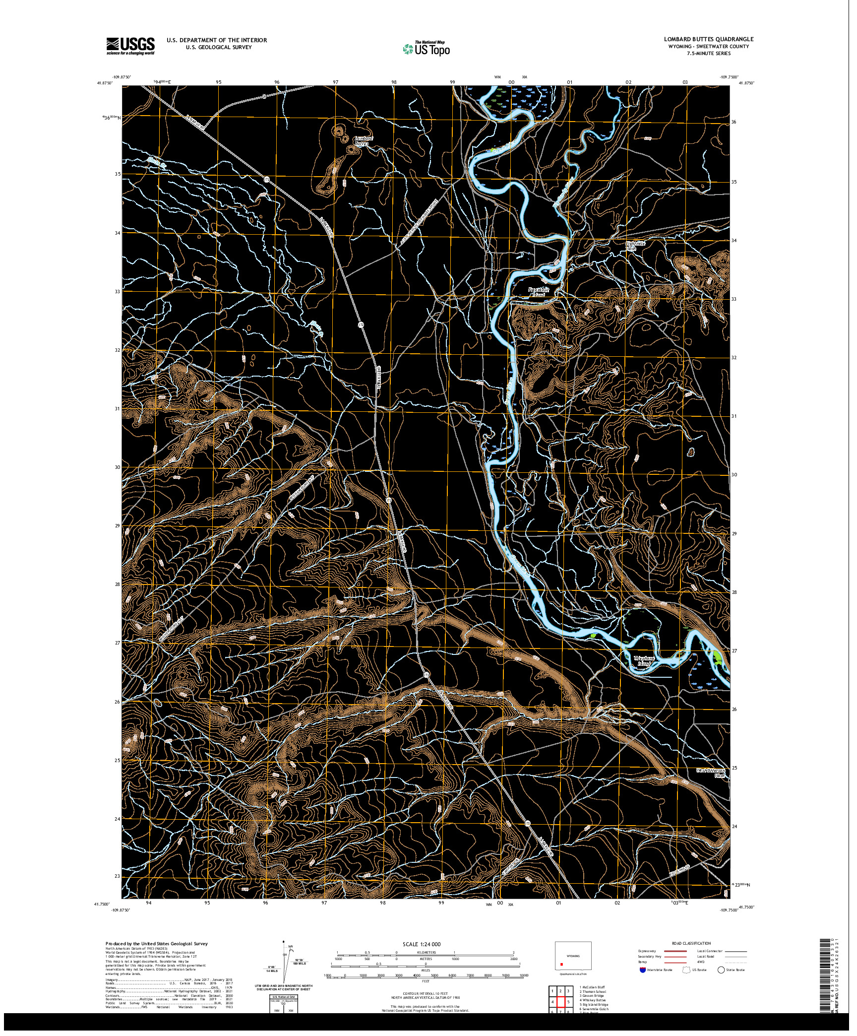 USGS US TOPO 7.5-MINUTE MAP FOR LOMBARD BUTTES, WY 2021