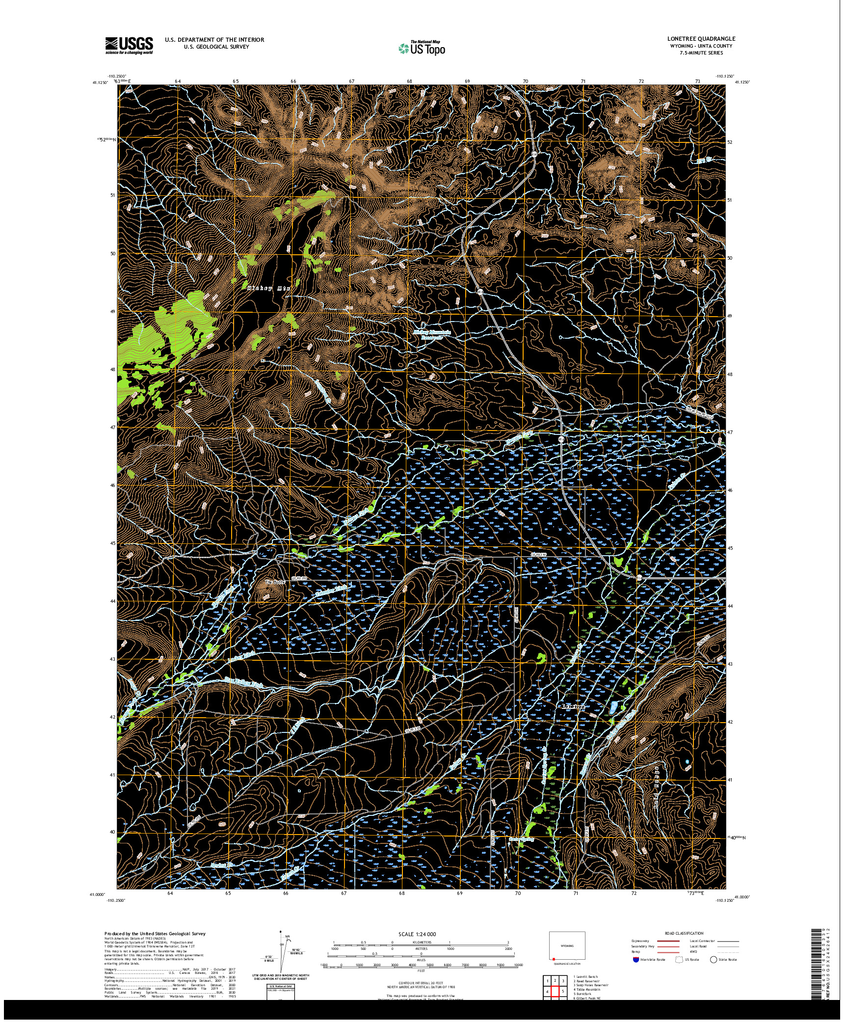 USGS US TOPO 7.5-MINUTE MAP FOR LONETREE, WY 2021