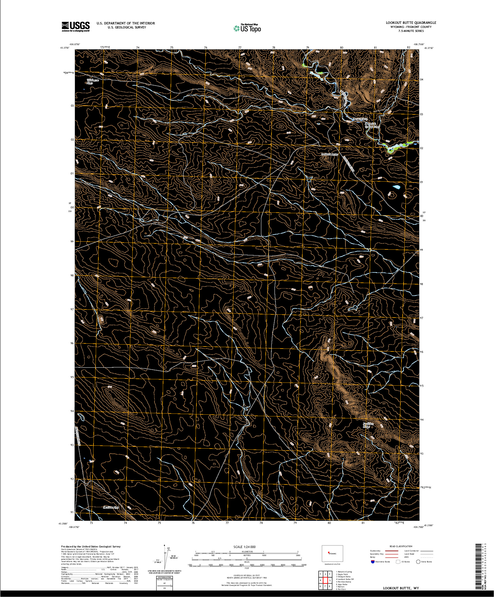 USGS US TOPO 7.5-MINUTE MAP FOR LOOKOUT BUTTE, WY 2021