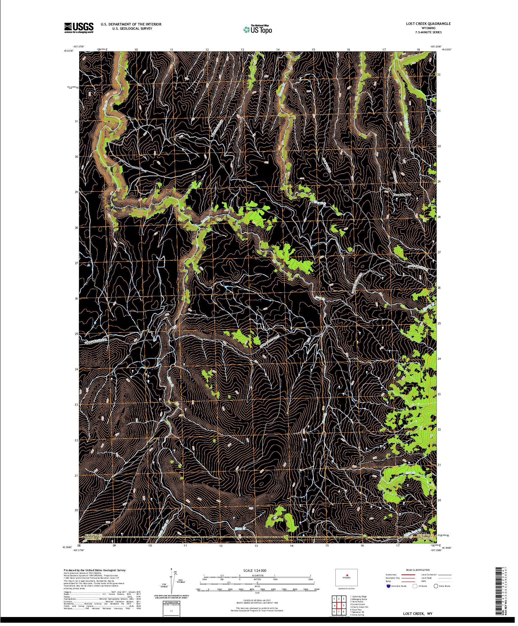 USGS US TOPO 7.5-MINUTE MAP FOR LOST CREEK, WY 2021