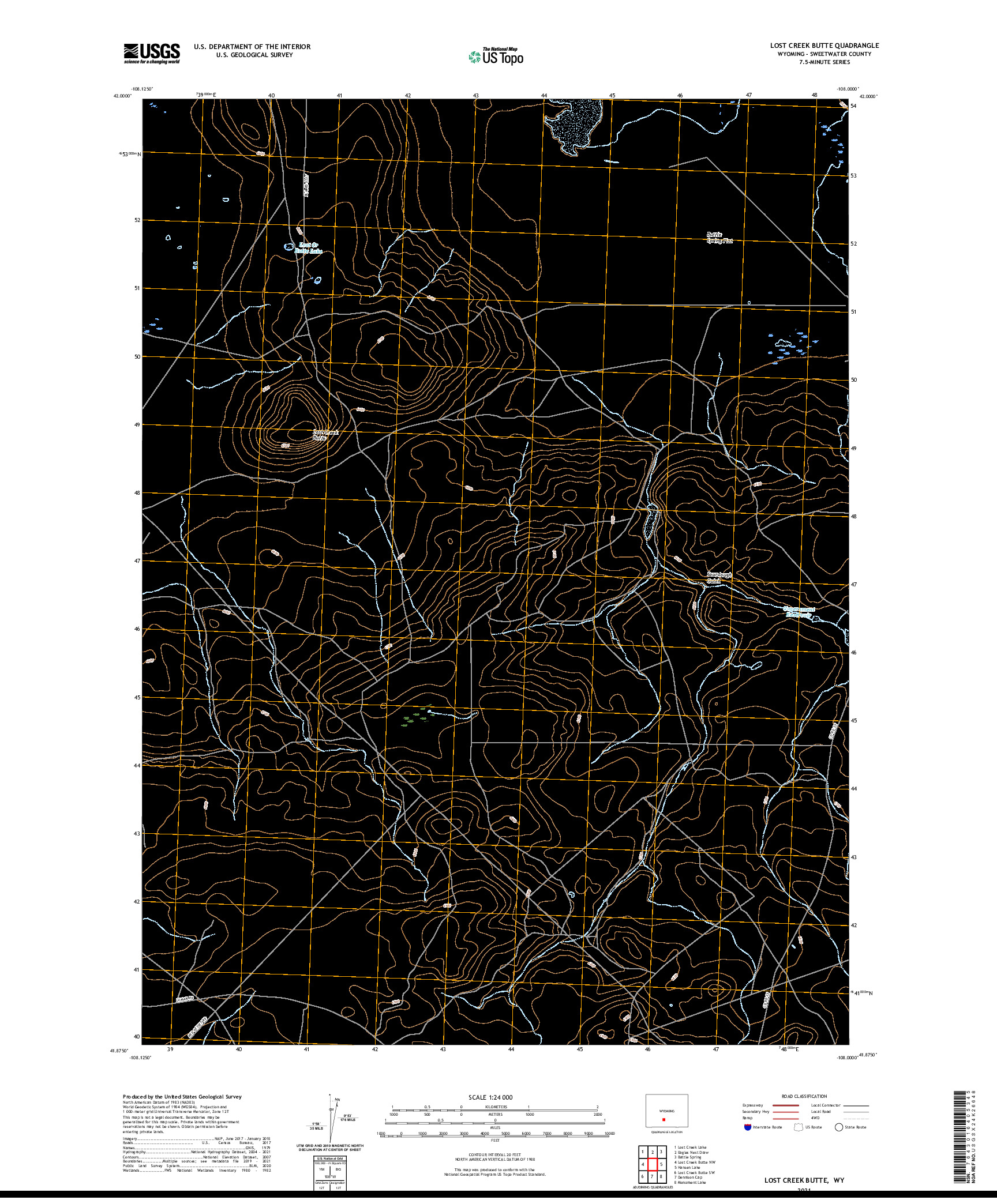USGS US TOPO 7.5-MINUTE MAP FOR LOST CREEK BUTTE, WY 2021