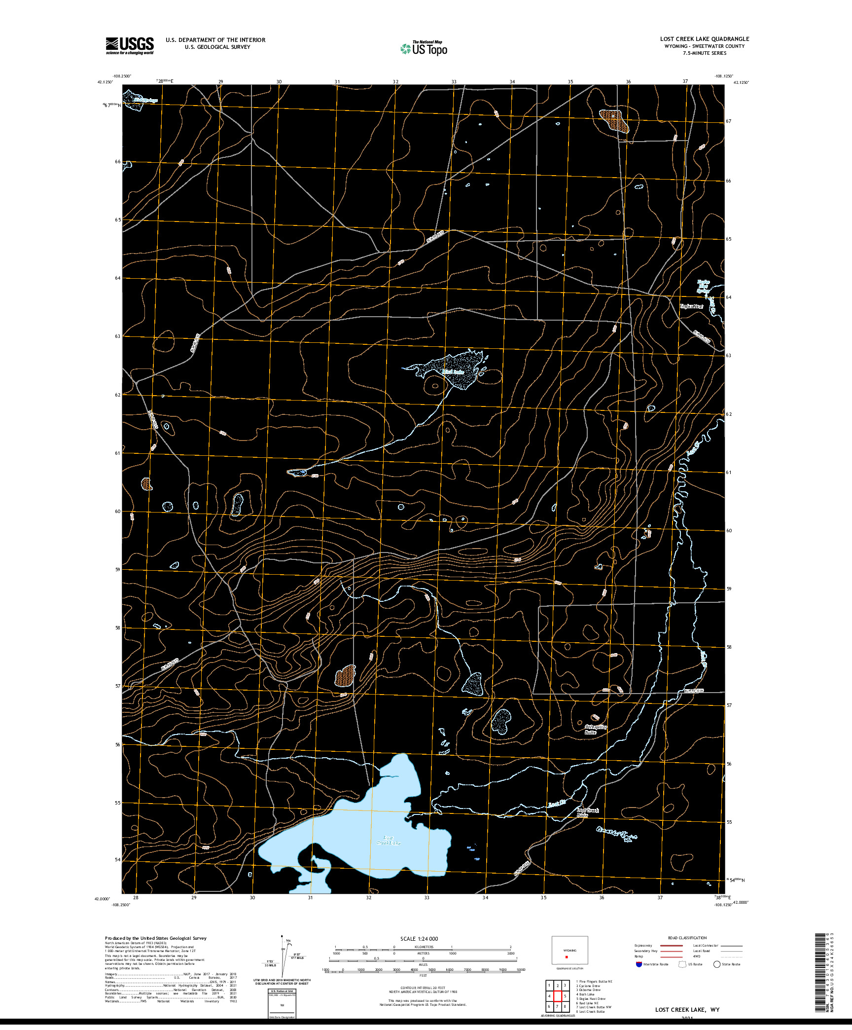 USGS US TOPO 7.5-MINUTE MAP FOR LOST CREEK LAKE, WY 2021