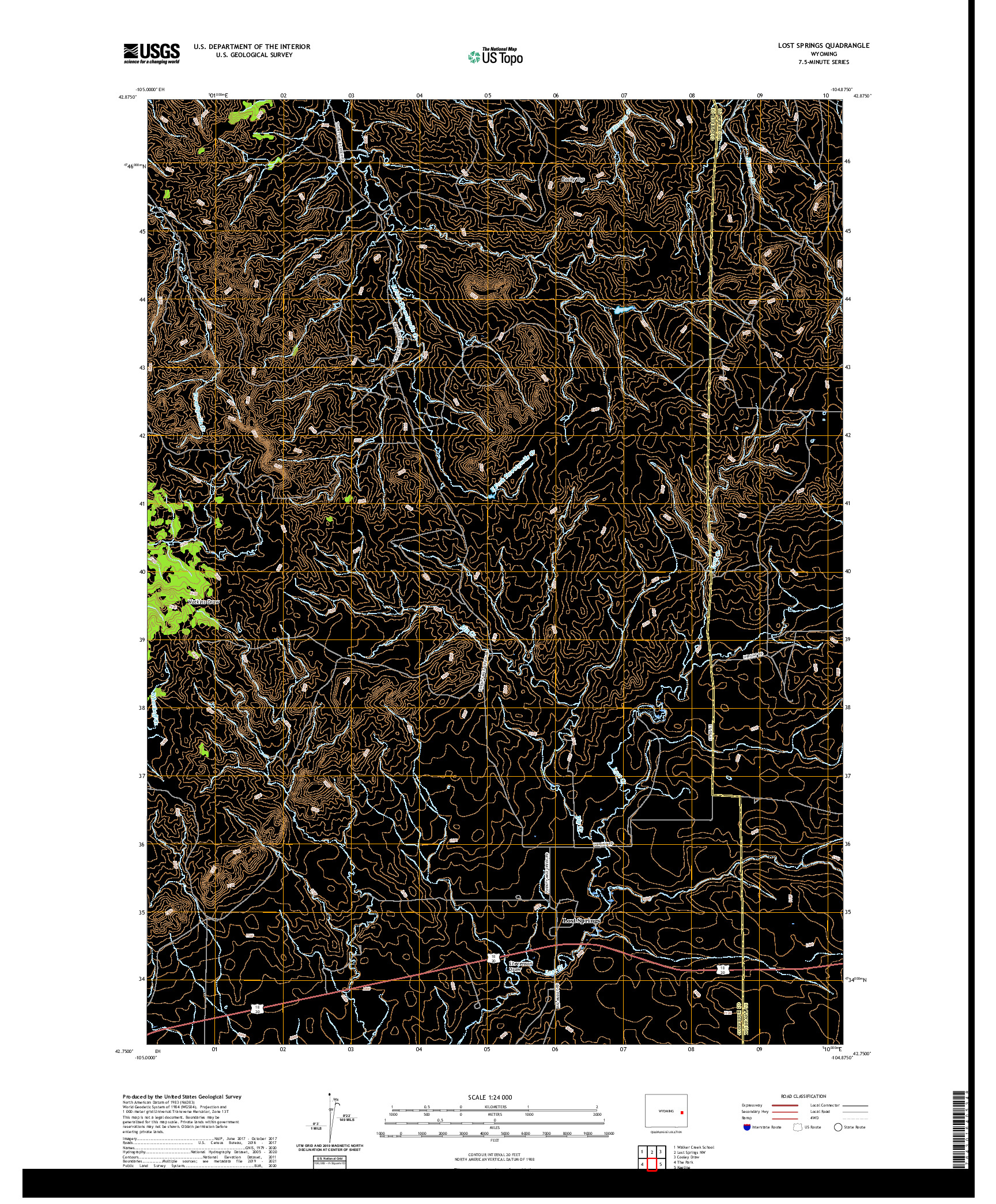 USGS US TOPO 7.5-MINUTE MAP FOR LOST SPRINGS, WY 2021