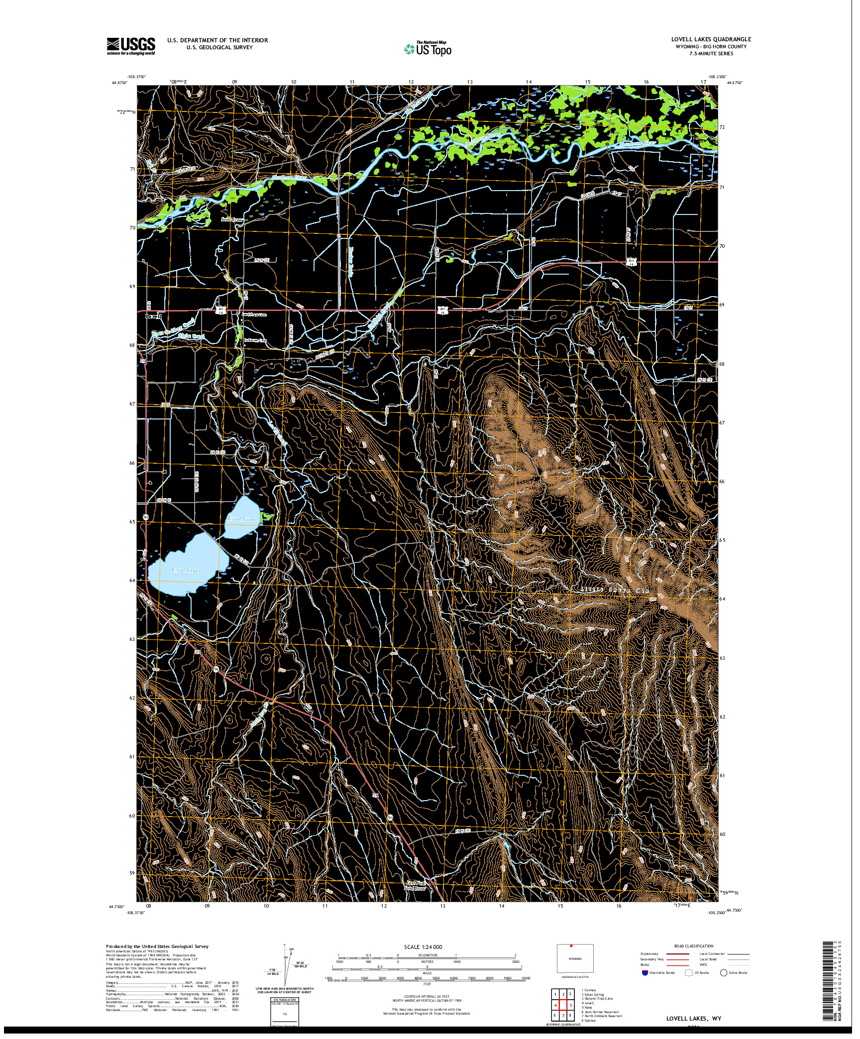 USGS US TOPO 7.5-MINUTE MAP FOR LOVELL LAKES, WY 2021