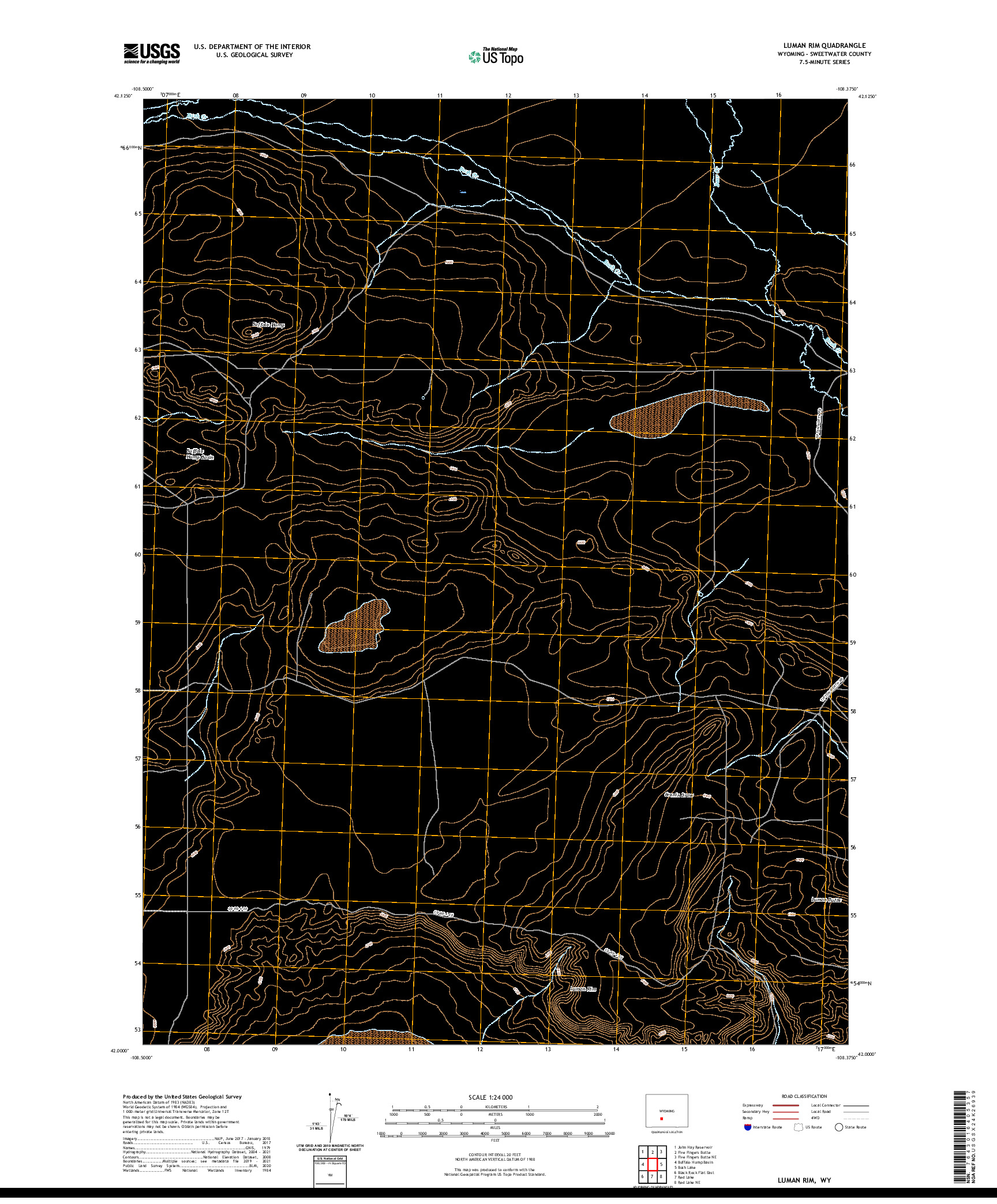 USGS US TOPO 7.5-MINUTE MAP FOR LUMAN RIM, WY 2021