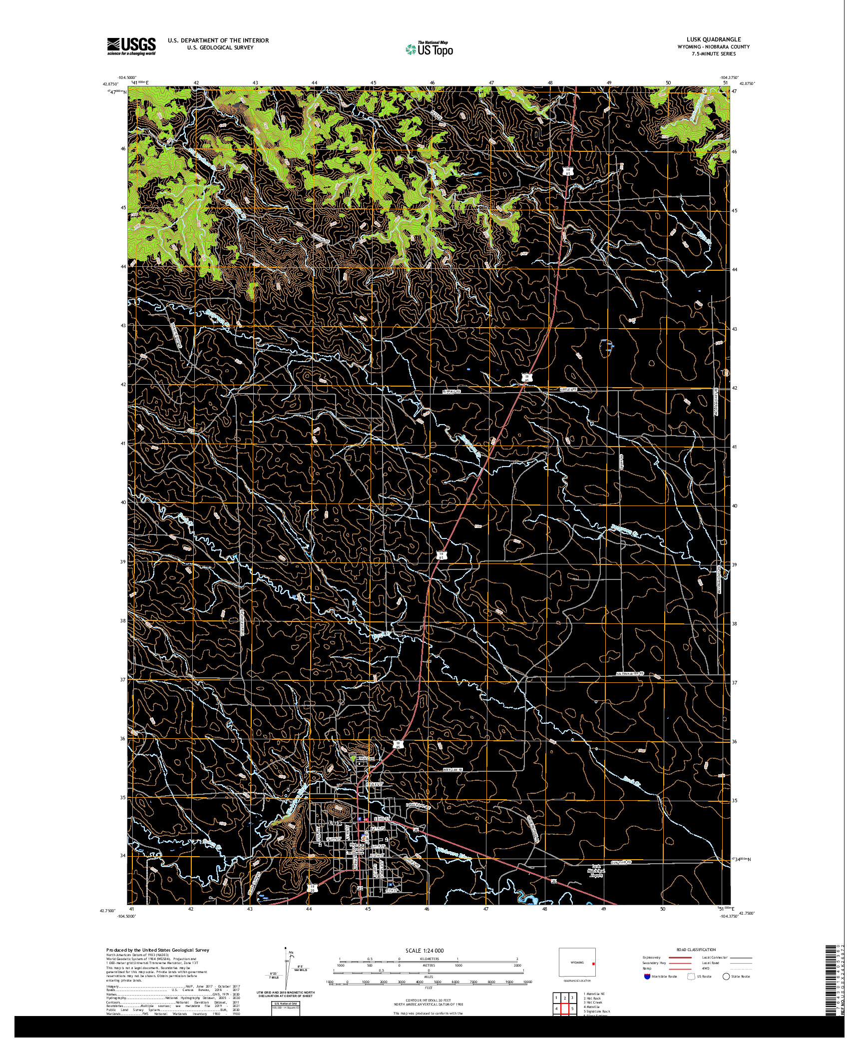 USGS US TOPO 7.5-MINUTE MAP FOR LUSK, WY 2021