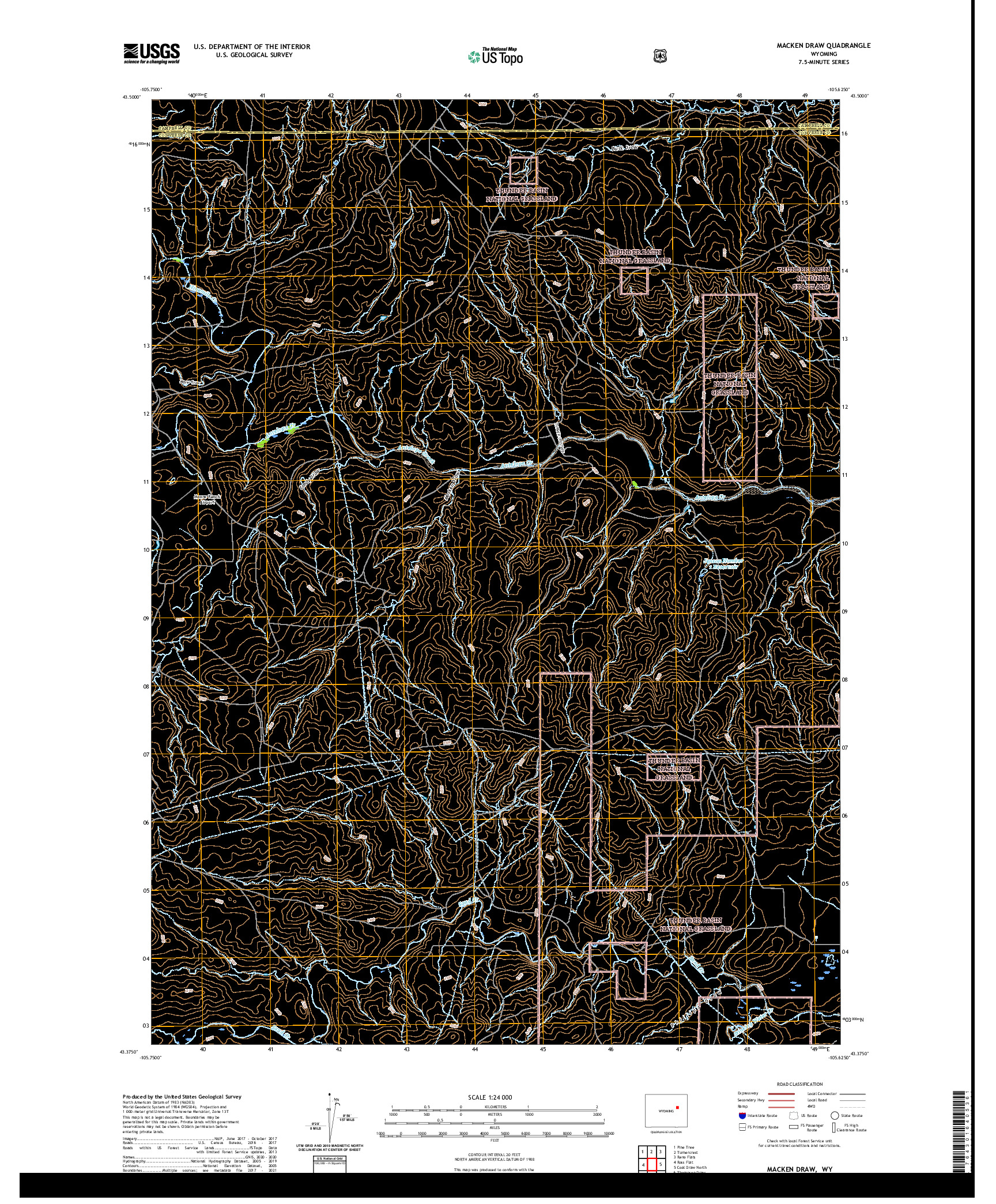 USGS US TOPO 7.5-MINUTE MAP FOR MACKEN DRAW, WY 2021