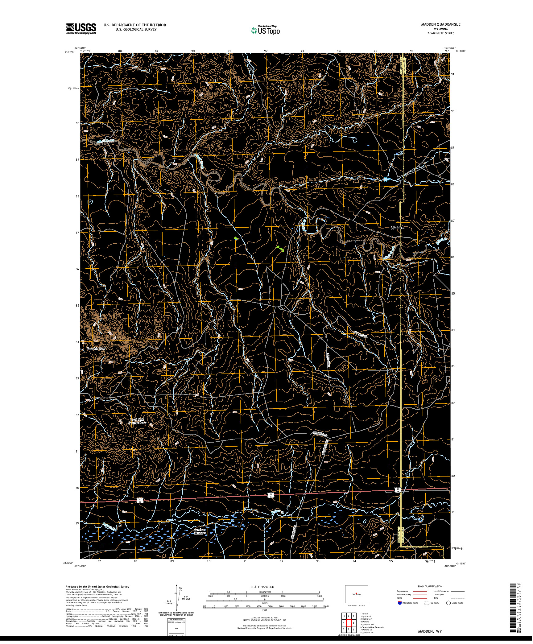 USGS US TOPO 7.5-MINUTE MAP FOR MADDEN, WY 2021