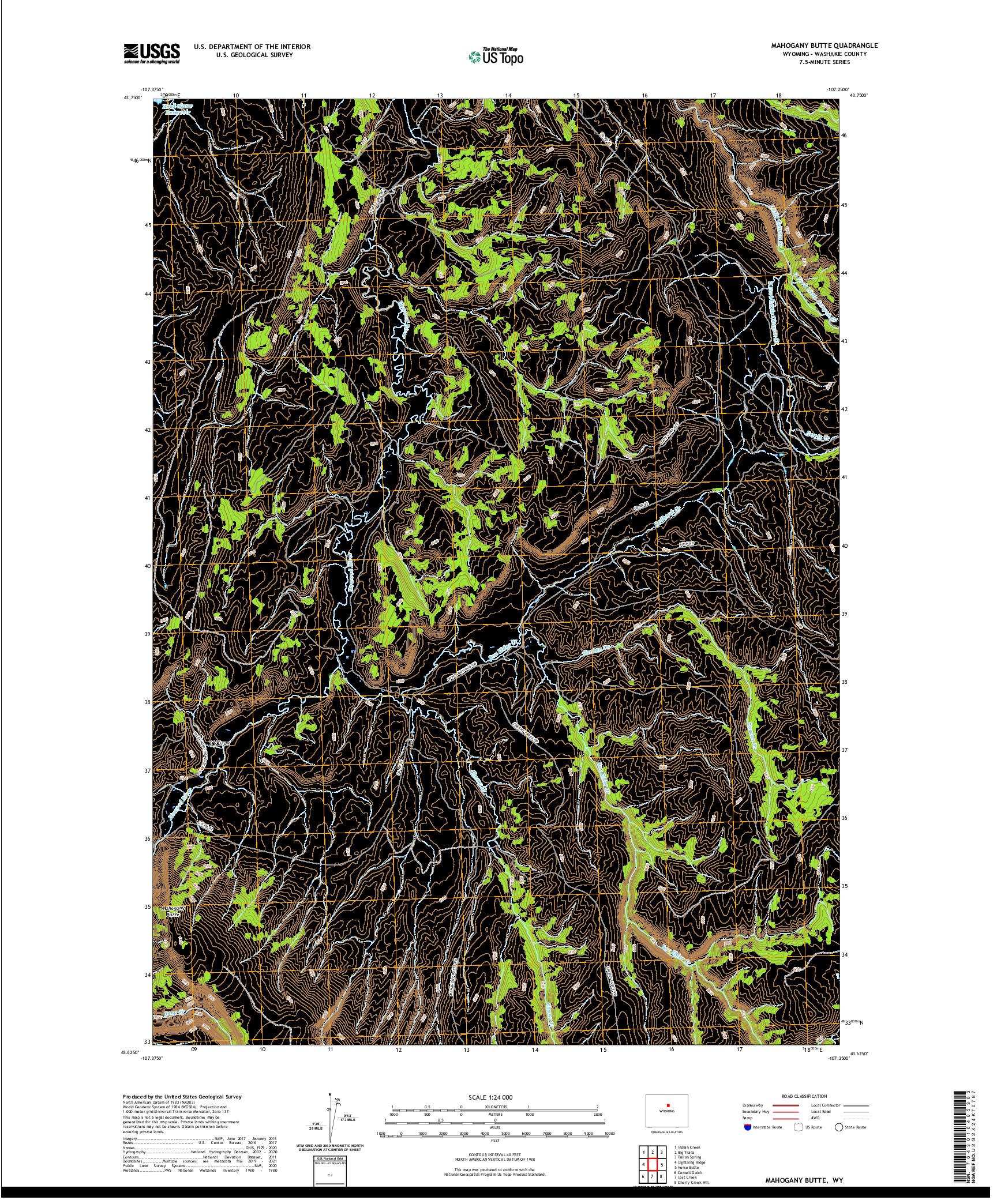 USGS US TOPO 7.5-MINUTE MAP FOR MAHOGANY BUTTE, WY 2021