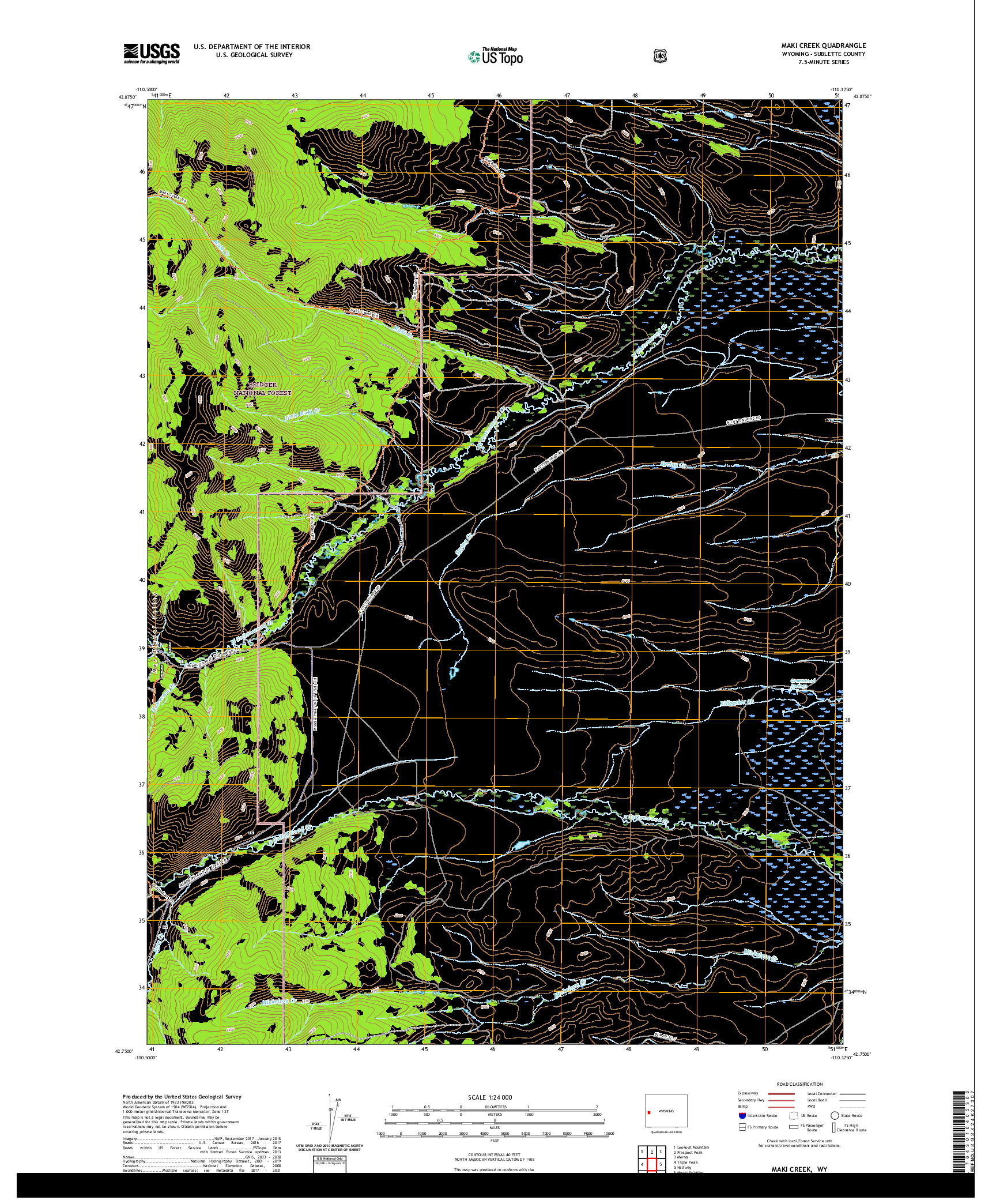 USGS US TOPO 7.5-MINUTE MAP FOR MAKI CREEK, WY 2021