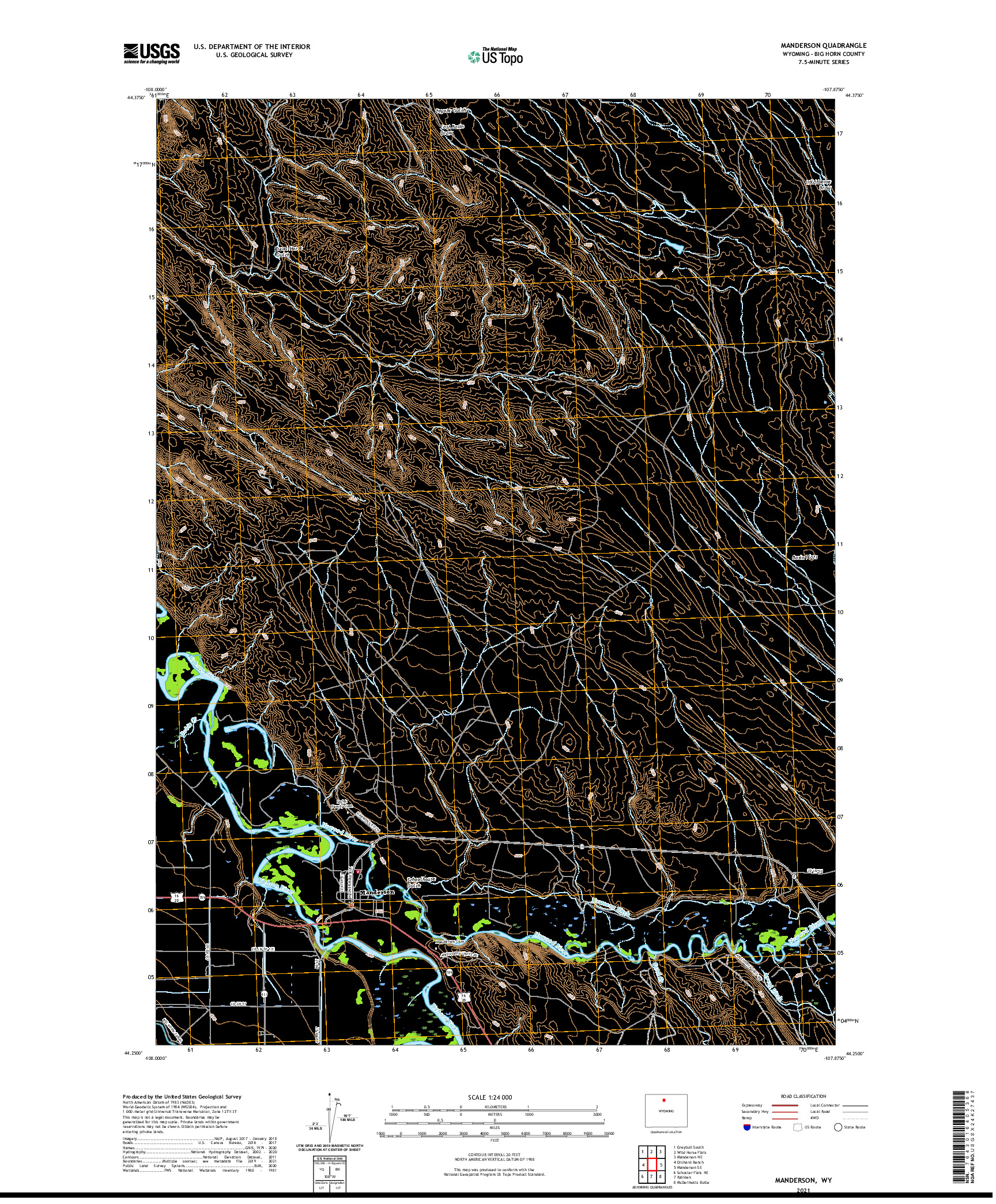 USGS US TOPO 7.5-MINUTE MAP FOR MANDERSON, WY 2021