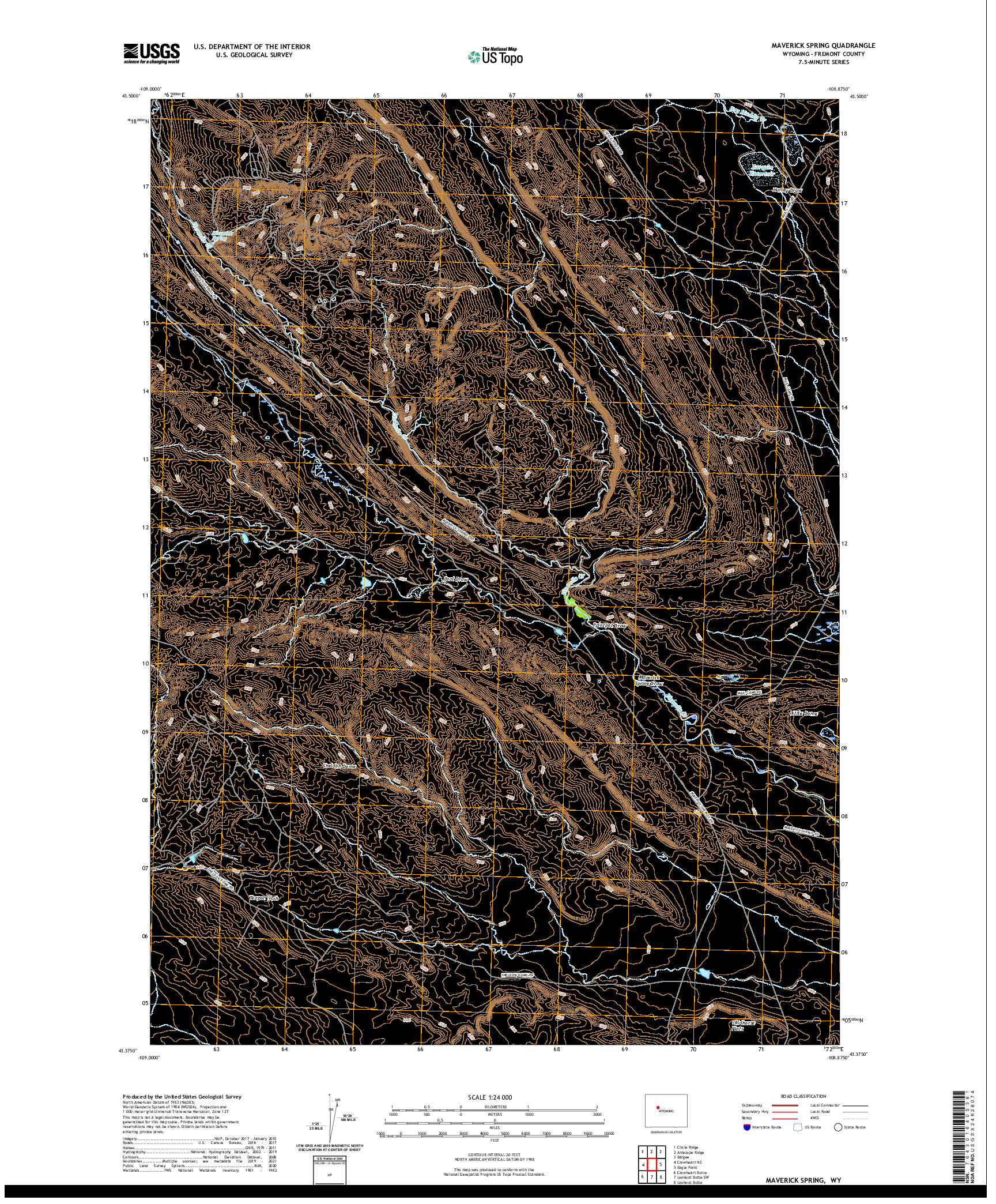 USGS US TOPO 7.5-MINUTE MAP FOR MAVERICK SPRING, WY 2021