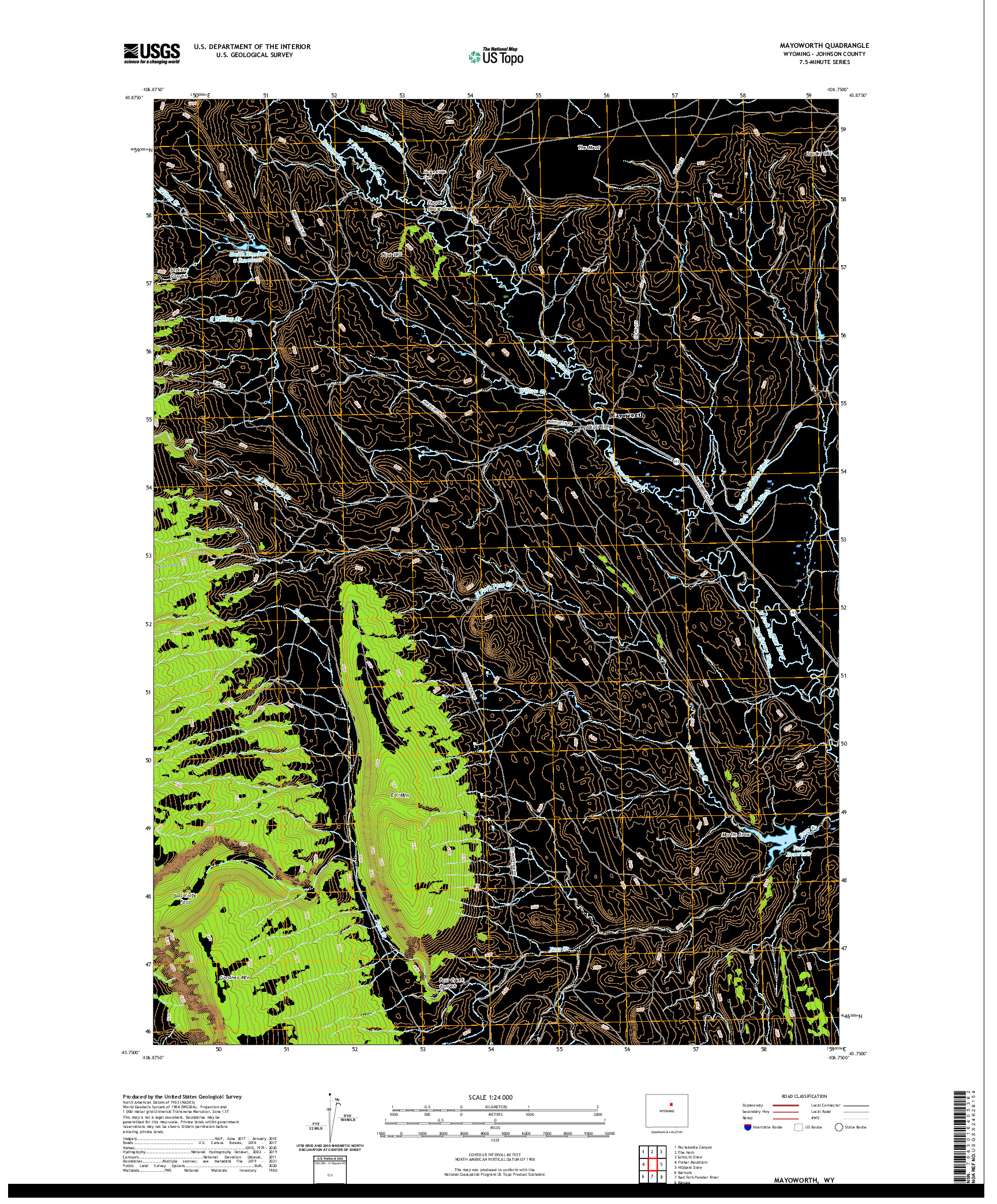 USGS US TOPO 7.5-MINUTE MAP FOR MAYOWORTH, WY 2021