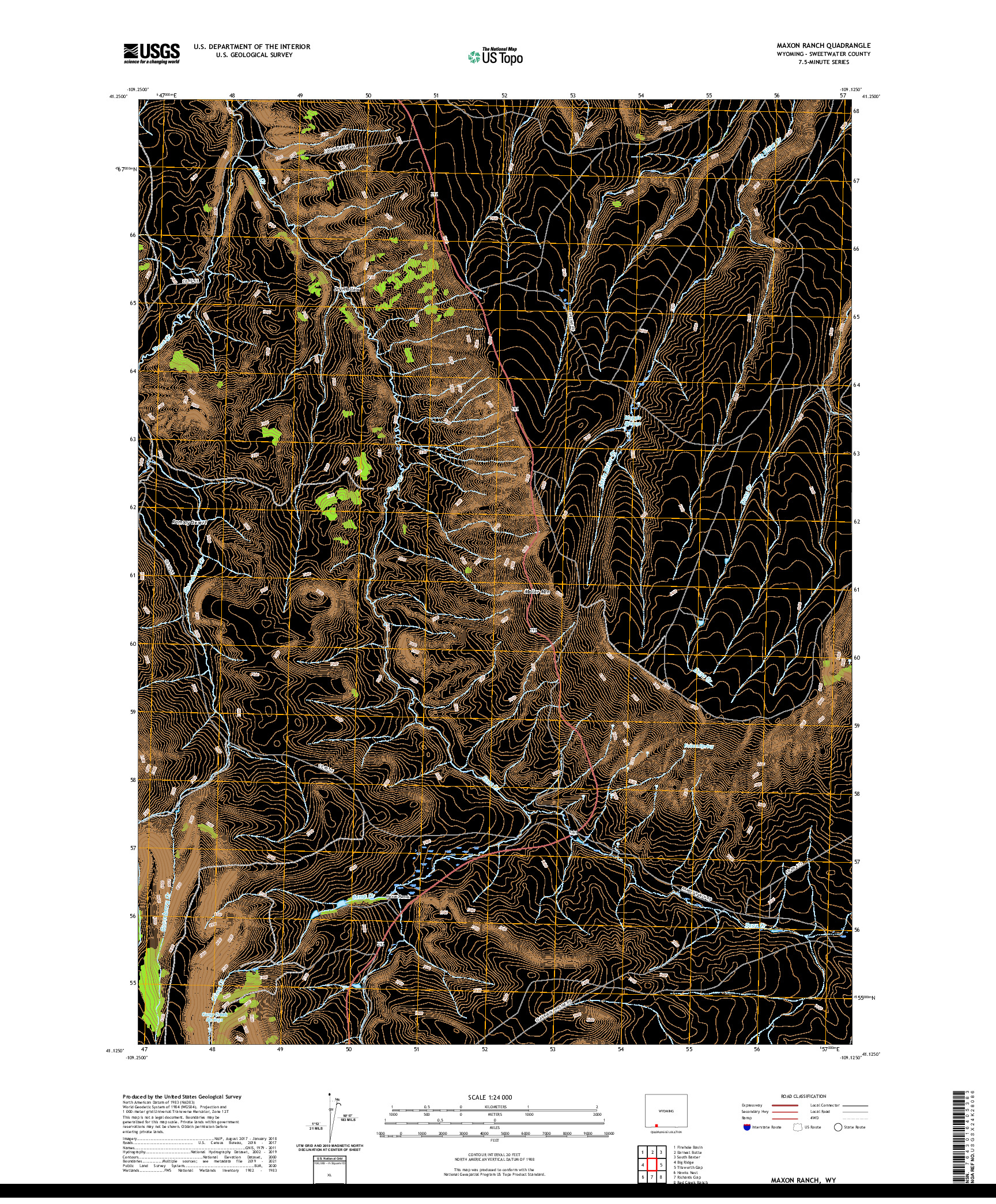 US TOPO 7.5-MINUTE MAP FOR MAXON RANCH, WY