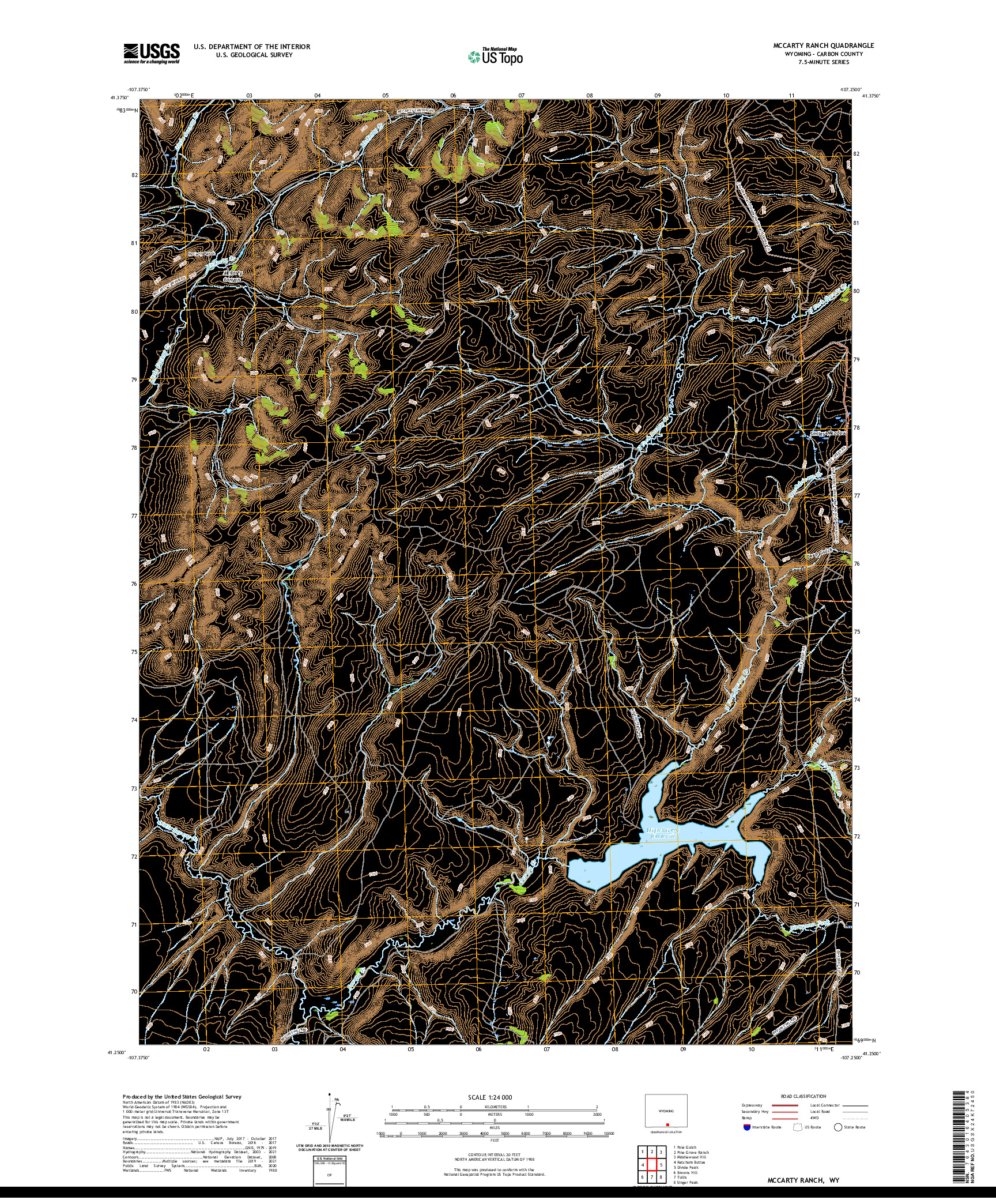 USGS US TOPO 7.5-MINUTE MAP FOR MCCARTY RANCH, WY 2021