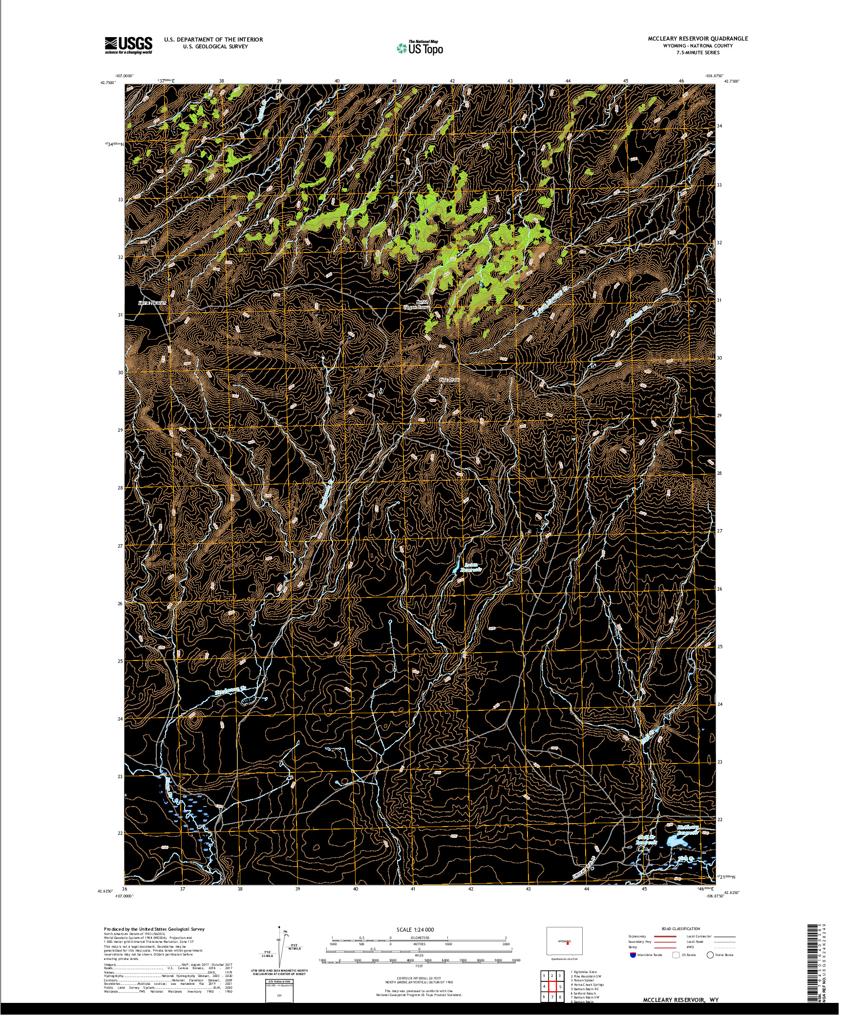 USGS US TOPO 7.5-MINUTE MAP FOR MCCLEARY RESERVOIR, WY 2021