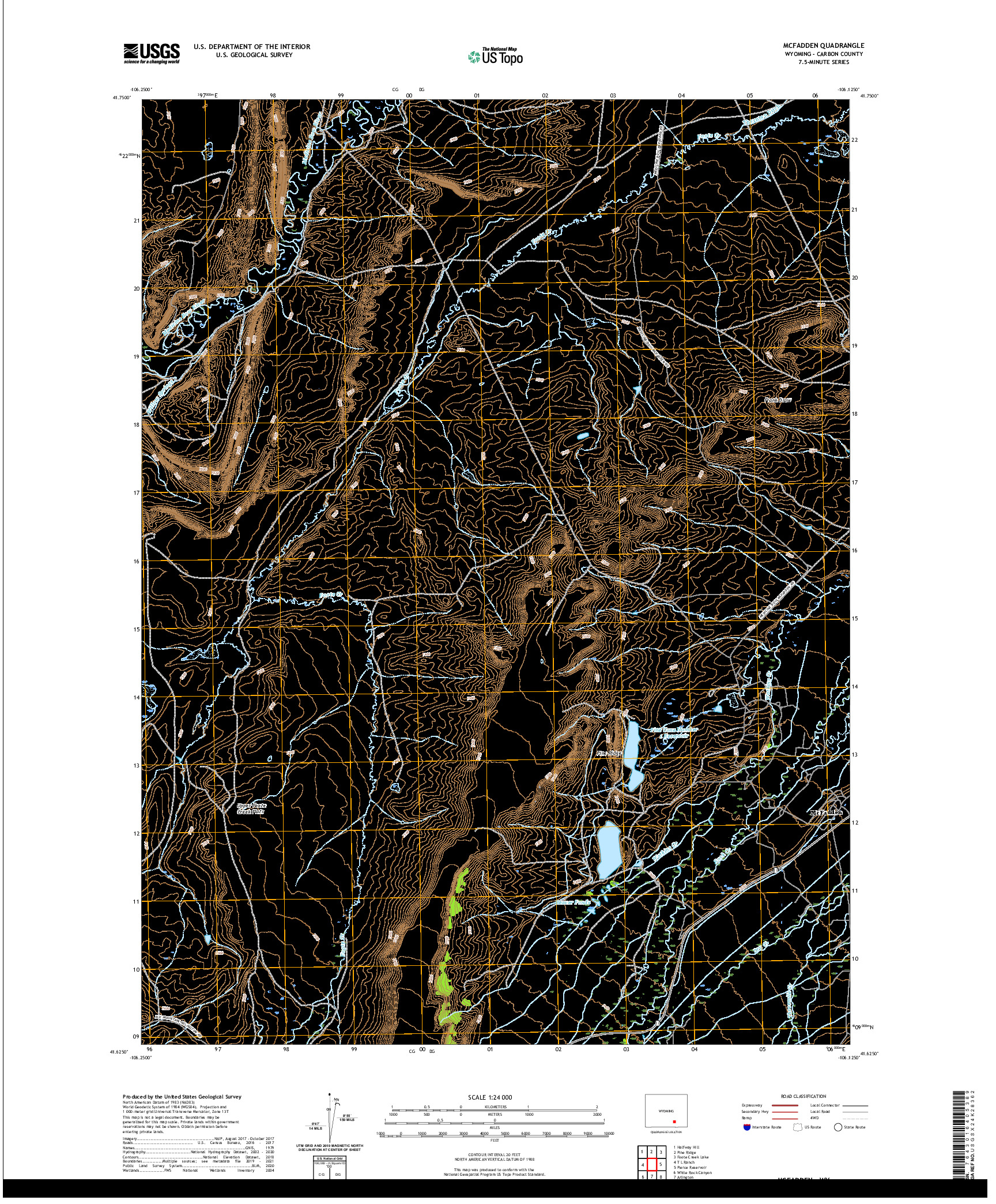 USGS US TOPO 7.5-MINUTE MAP FOR MCFADDEN, WY 2021