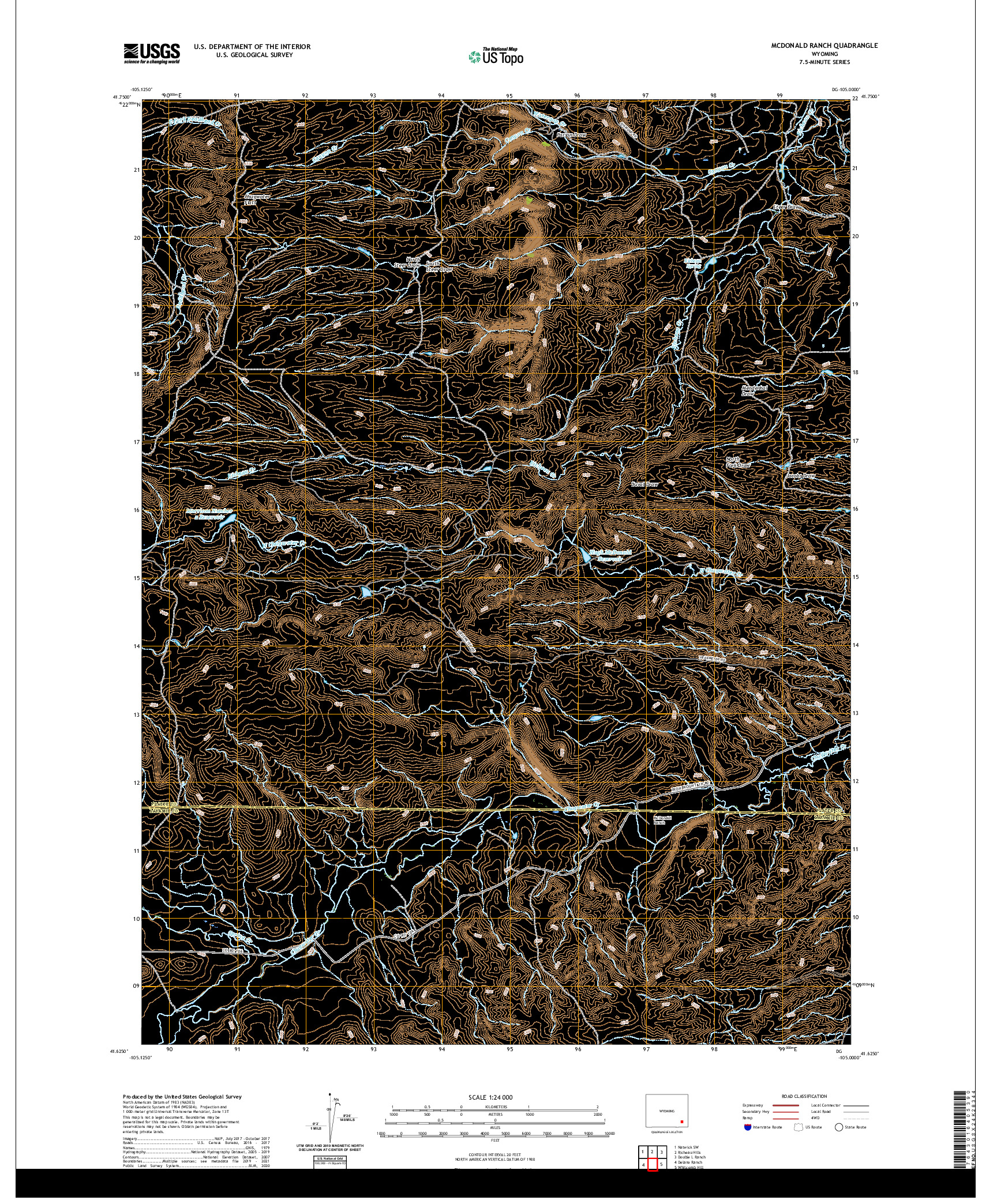 USGS US TOPO 7.5-MINUTE MAP FOR MCDONALD RANCH, WY 2021