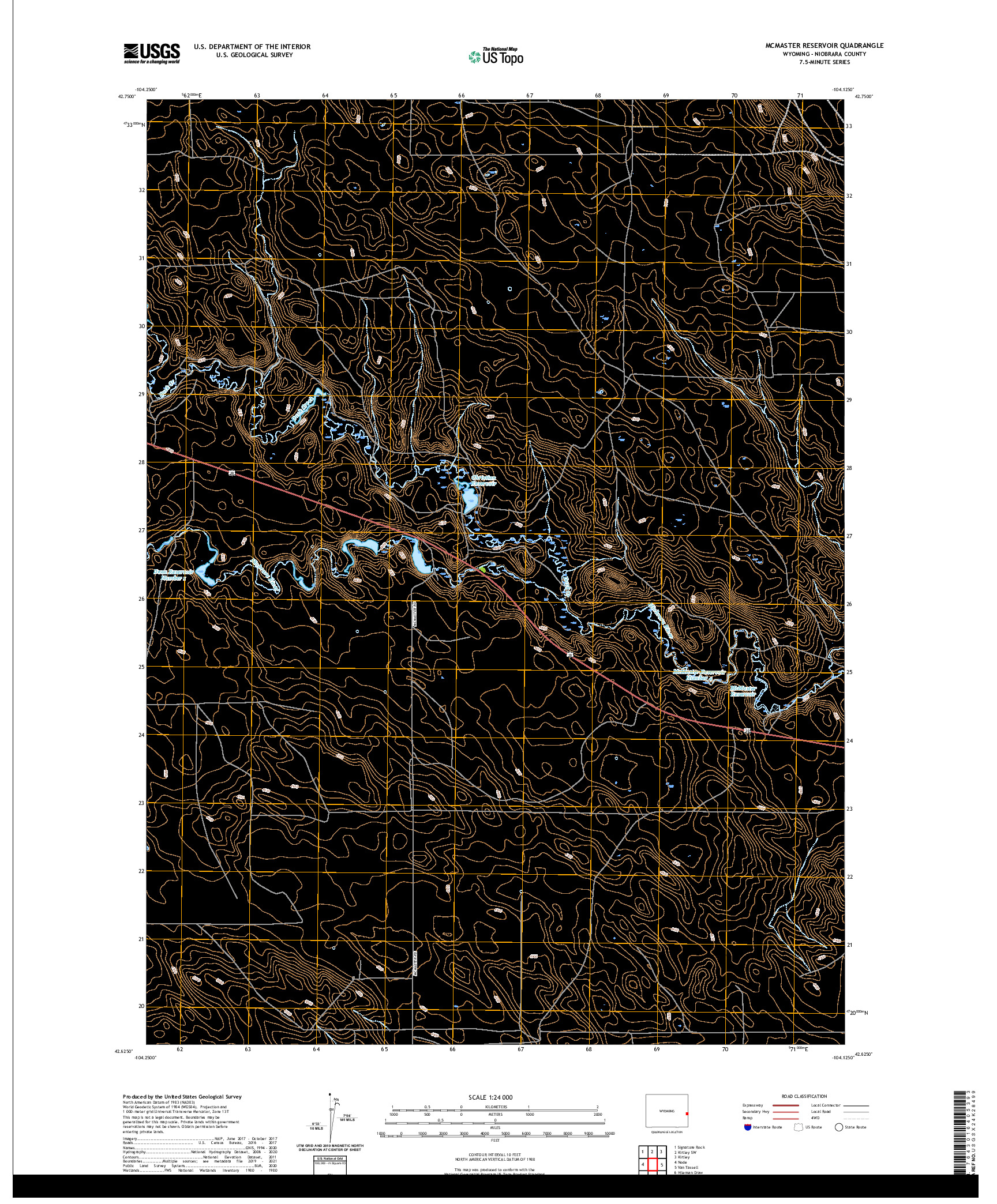 USGS US TOPO 7.5-MINUTE MAP FOR MCMASTER RESERVOIR, WY 2021