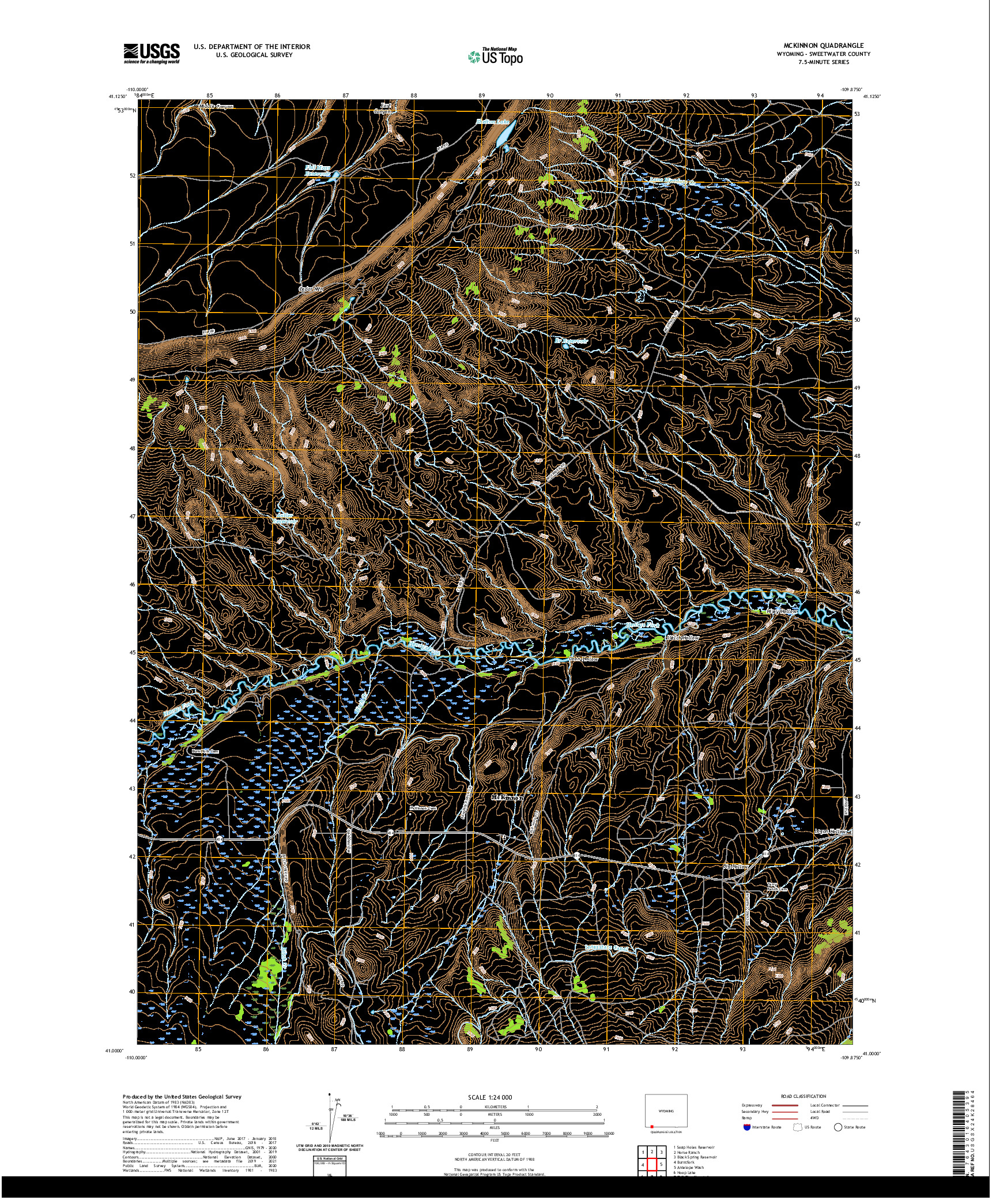 USGS US TOPO 7.5-MINUTE MAP FOR MCKINNON, WY 2021