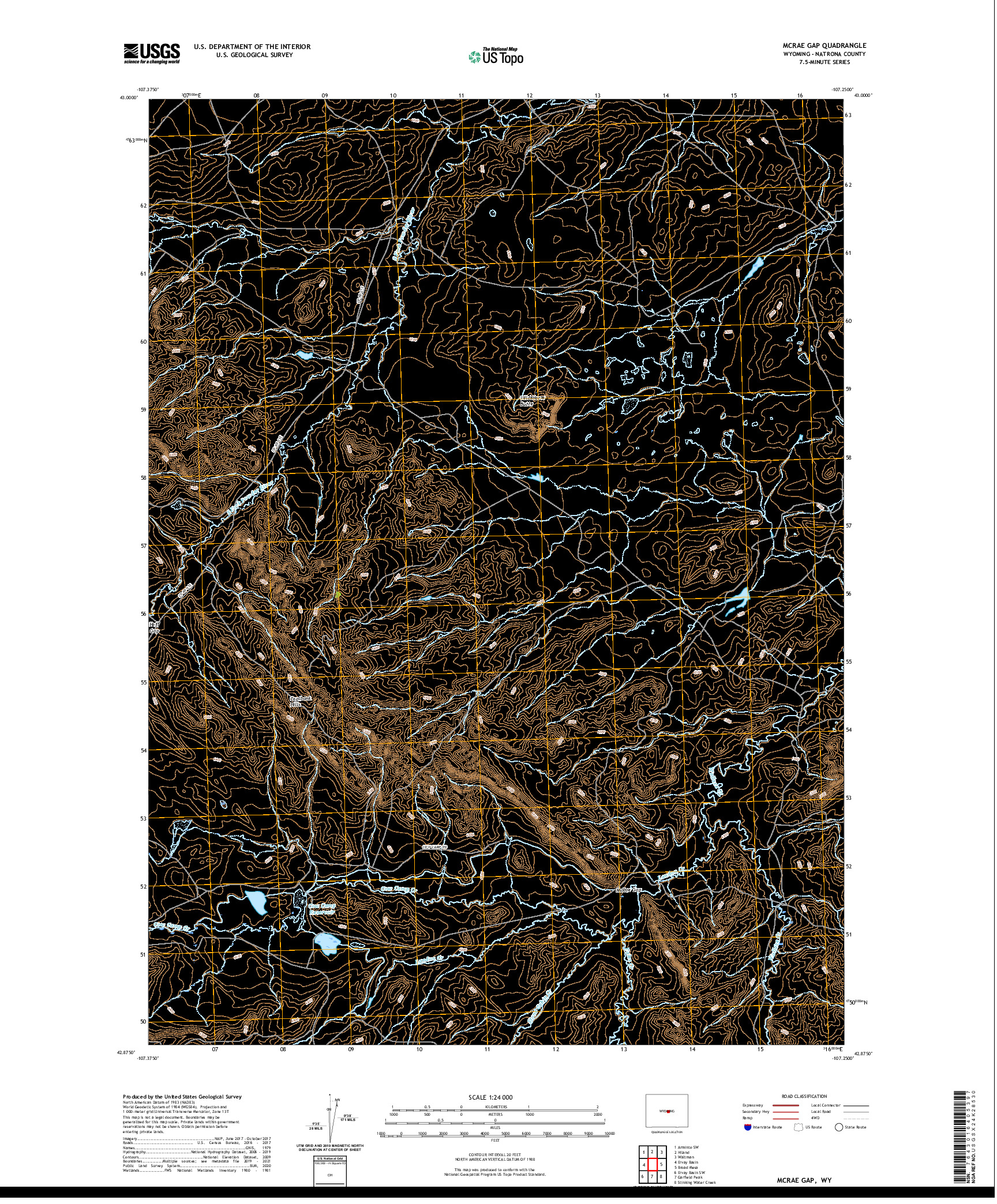 USGS US TOPO 7.5-MINUTE MAP FOR MCRAE GAP, WY 2021