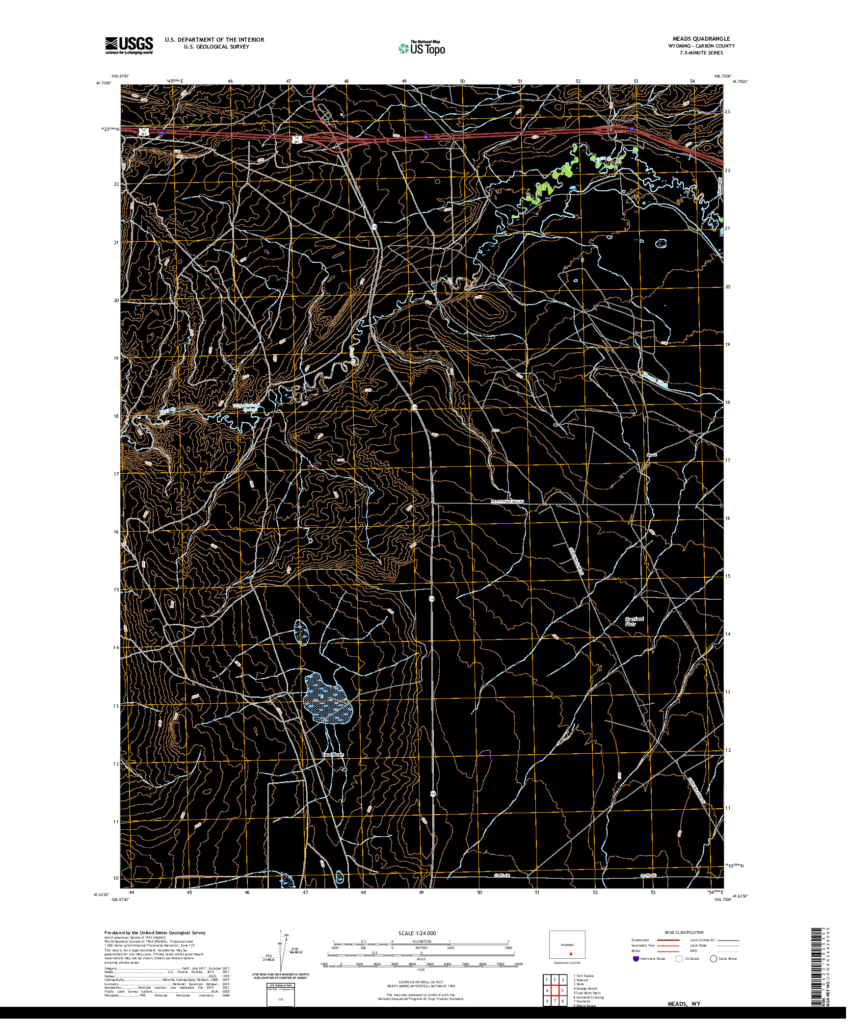 USGS US TOPO 7.5-MINUTE MAP FOR MEADS, WY 2021