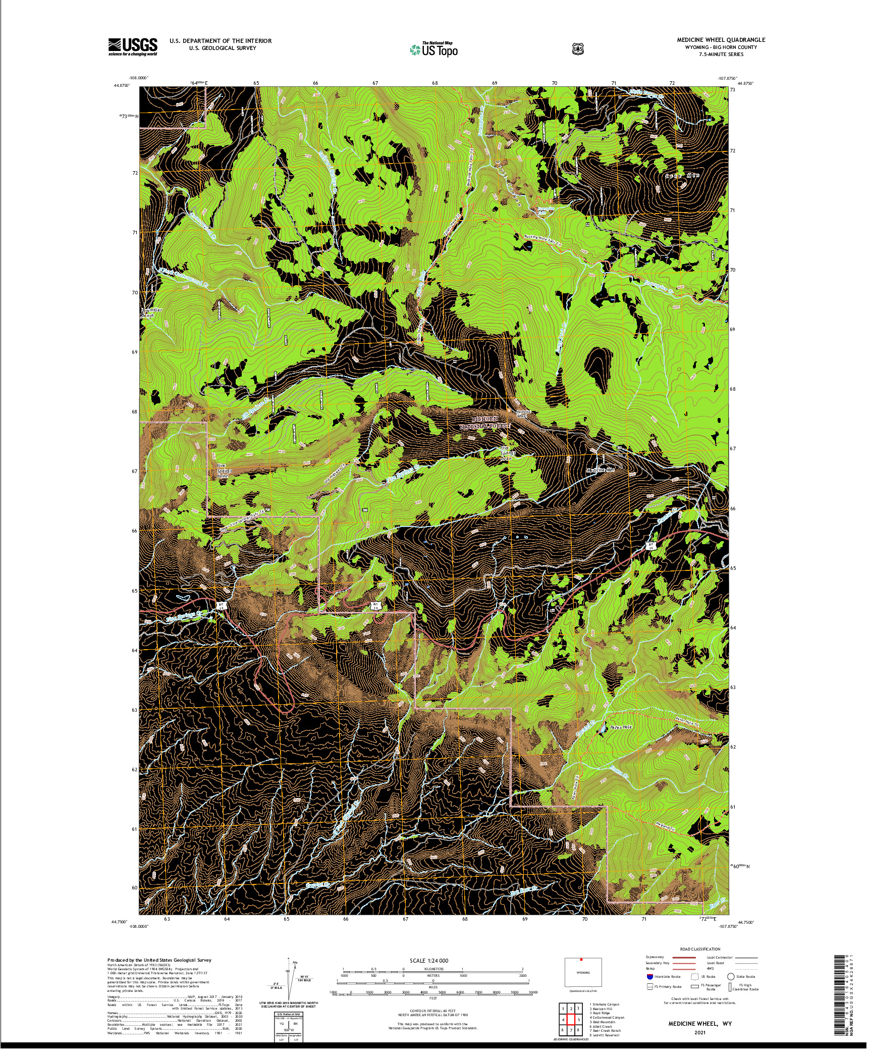 USGS US TOPO 7.5-MINUTE MAP FOR MEDICINE WHEEL, WY 2021