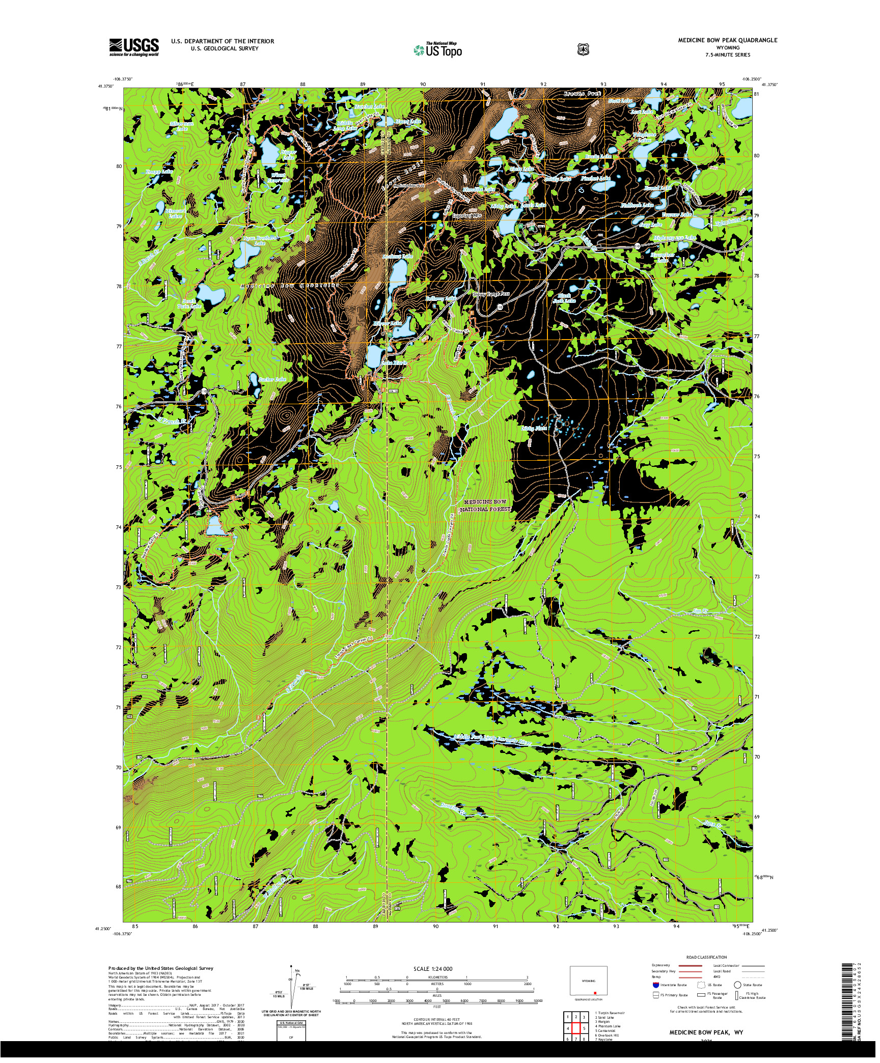 USGS US TOPO 7.5-MINUTE MAP FOR MEDICINE BOW PEAK, WY 2021