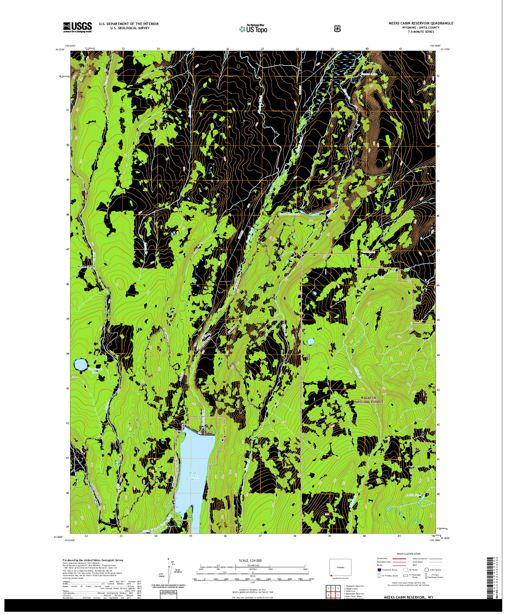 USGS US TOPO 7.5-MINUTE MAP FOR MEEKS CABIN RESERVOIR, WY 2021